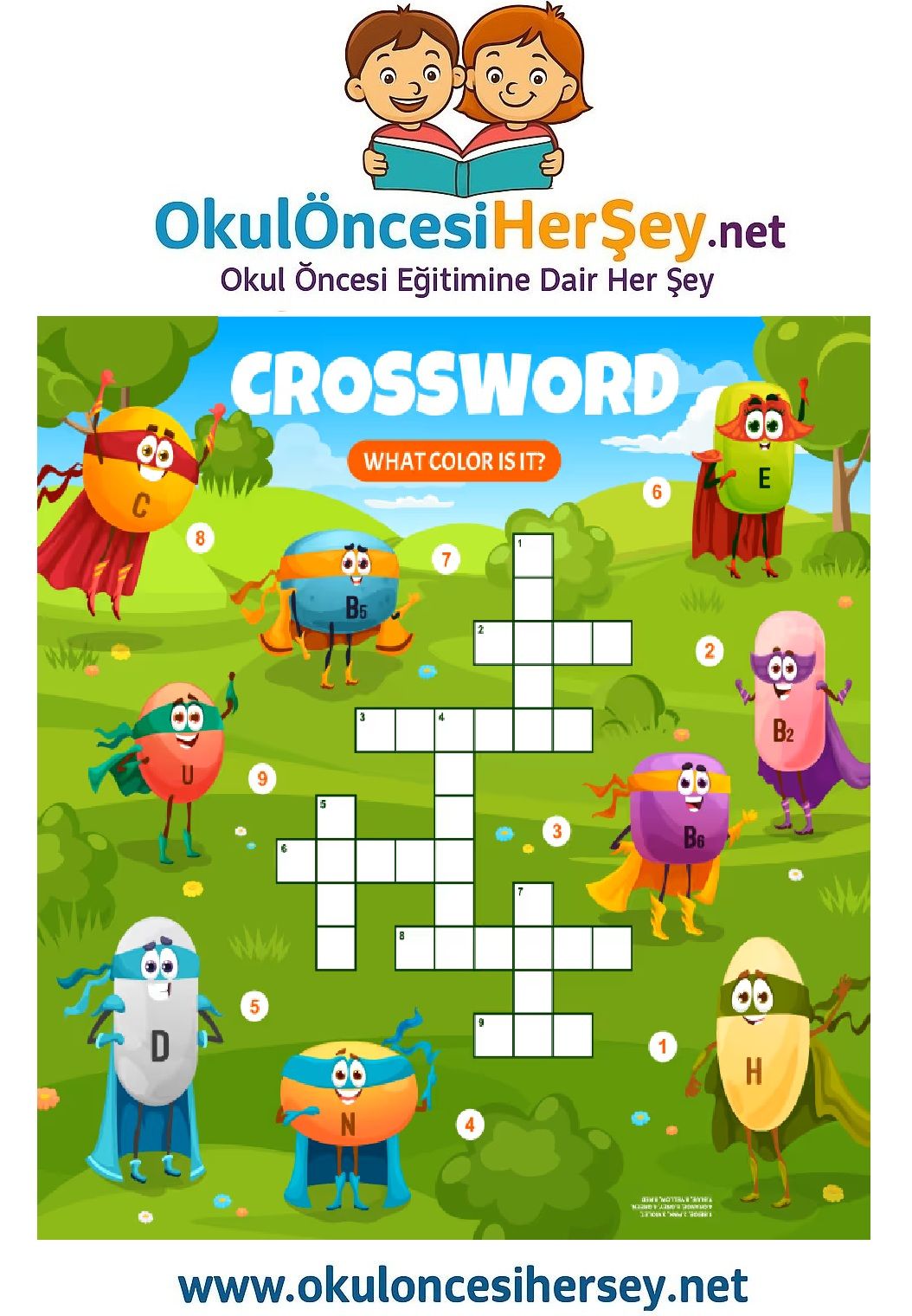 Çocuklar İçin   Crossword Bulmaca  