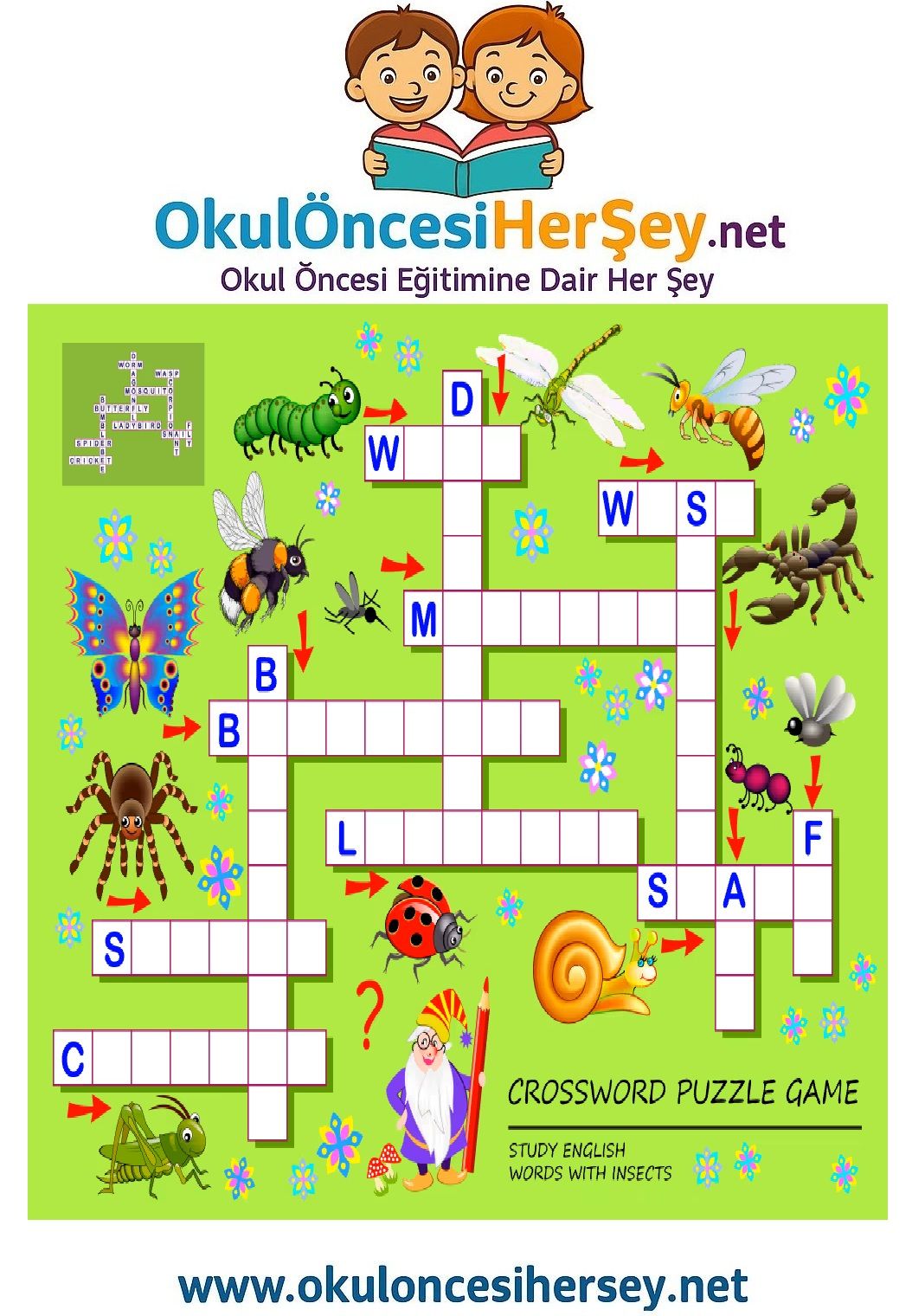 Çocuklar İçin   Crossword Bulmaca  