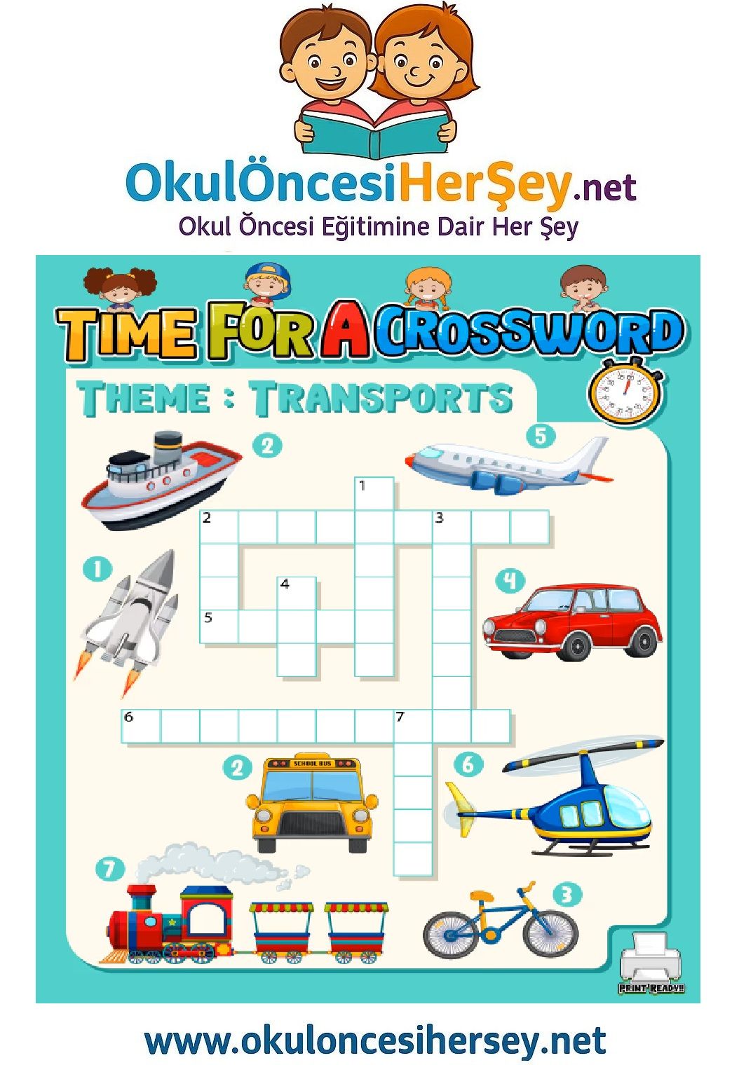 Çocuklar İçin   Crossword Bulmaca  