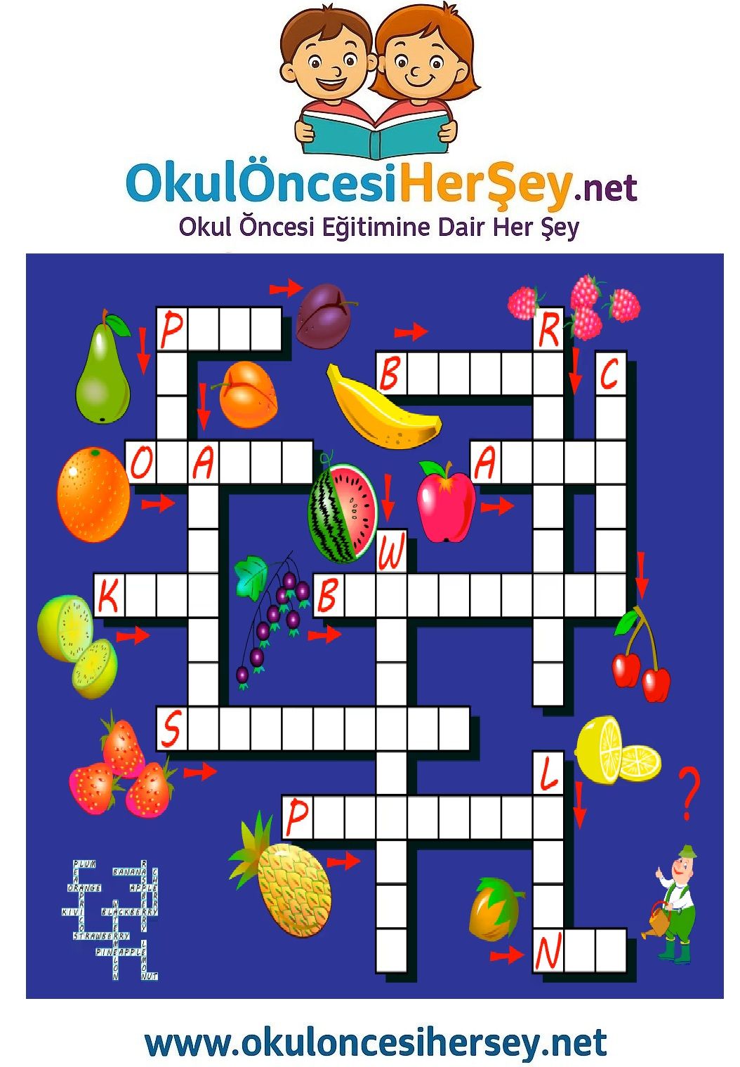 Çocuklar İçin   Crossword Bulmaca  