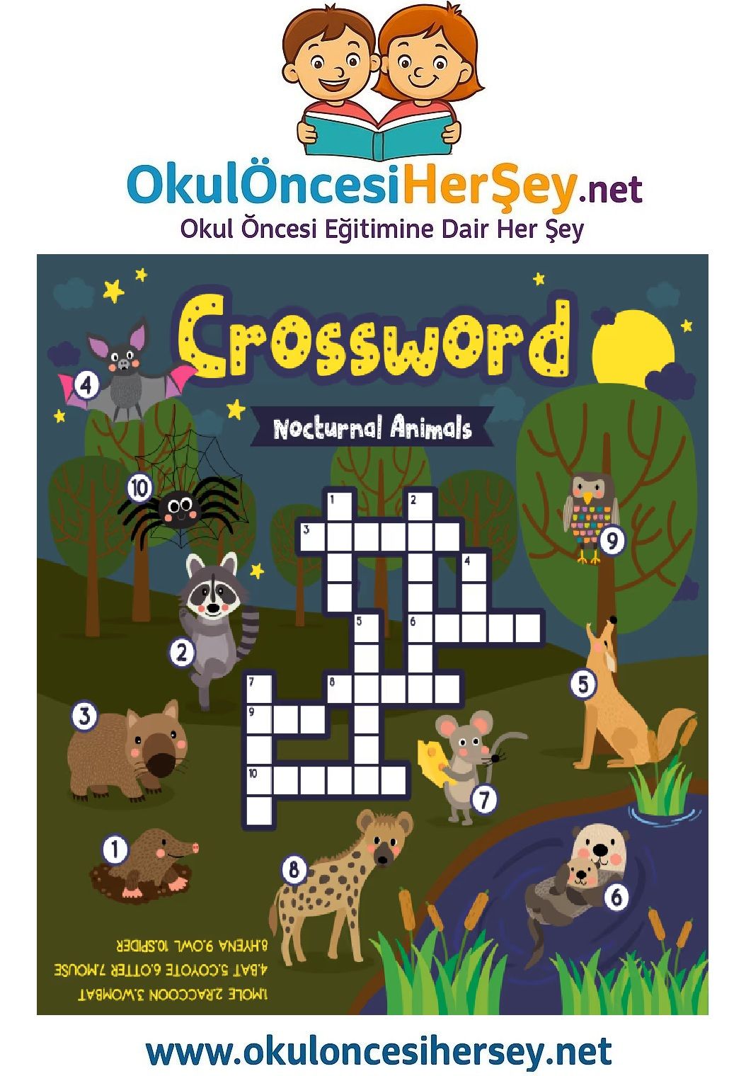 Çocuklar İçin   Crossword Bulmaca  