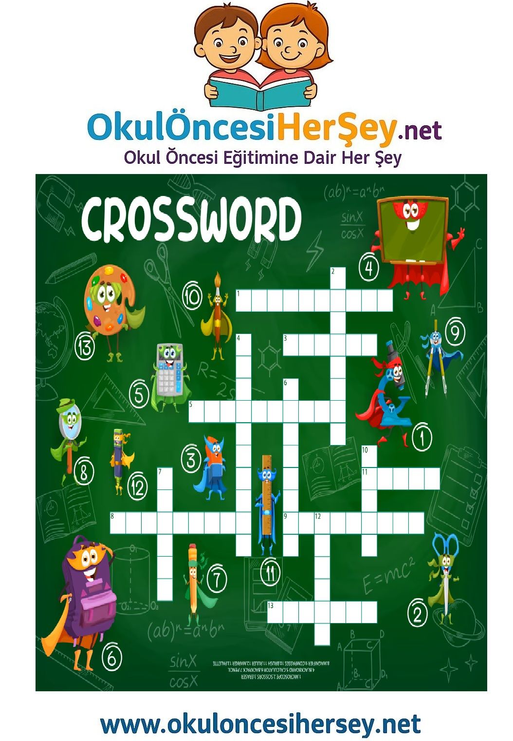 Çocuklar İçin   Crossword Bulmaca  