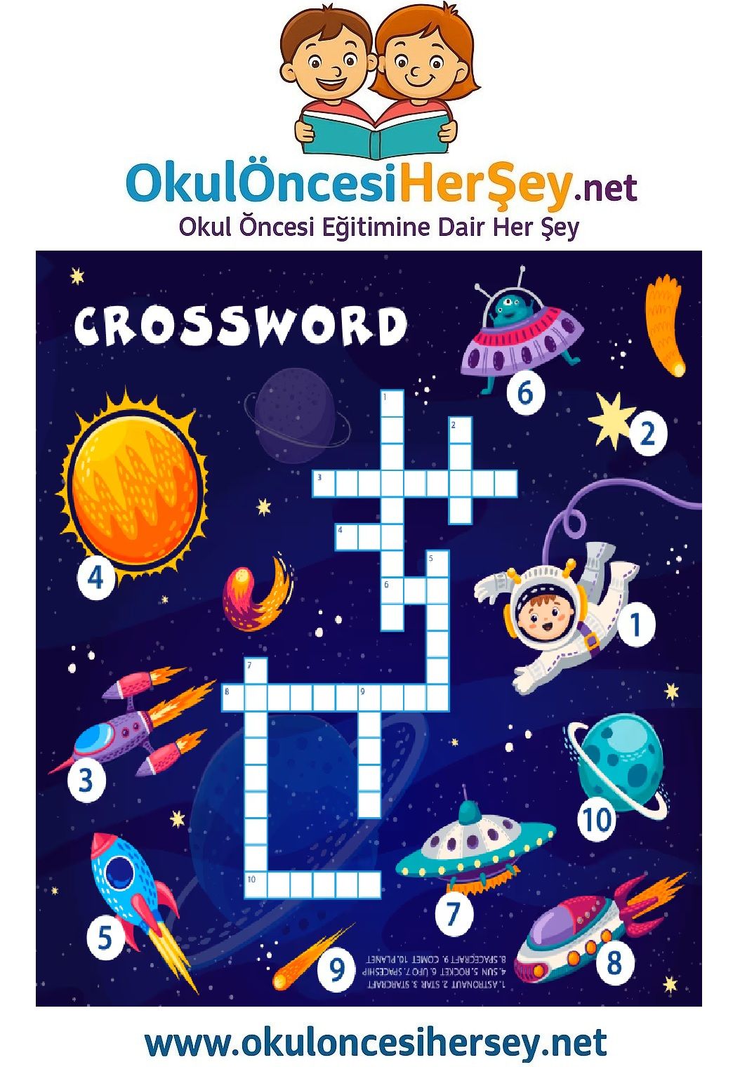 Çocuklar İçin   Crossword Bulmaca  