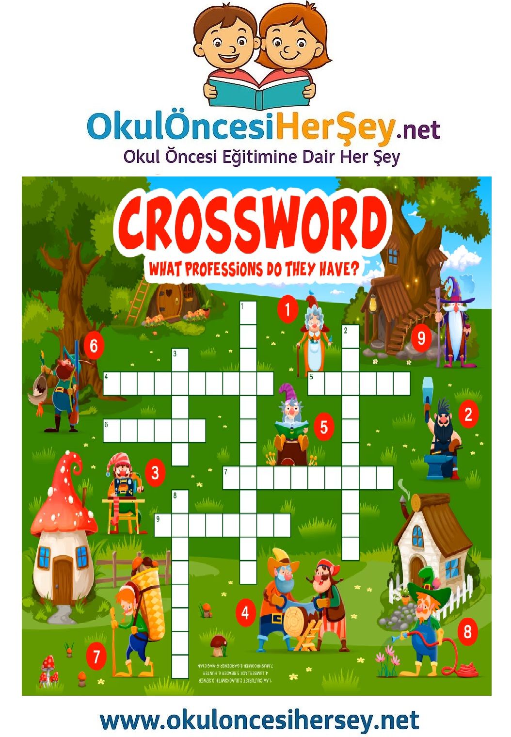 Çocuklar İçin   Crossword Bulmaca  