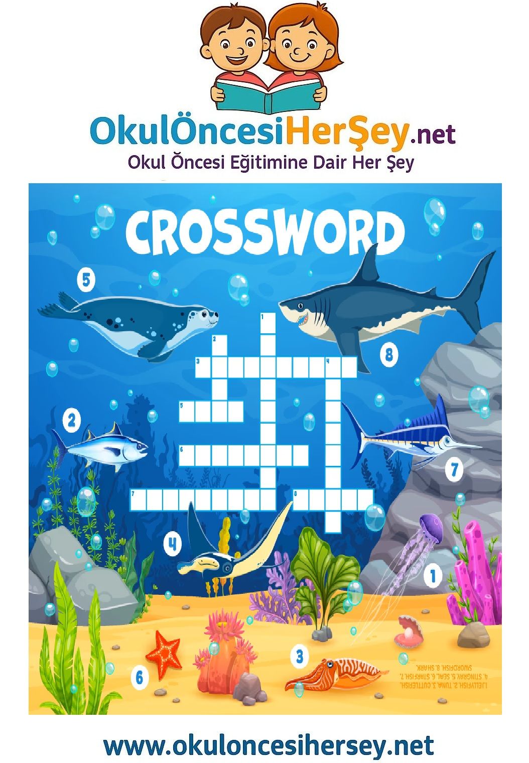 Çocuklar İçin   Crossword Bulmaca  