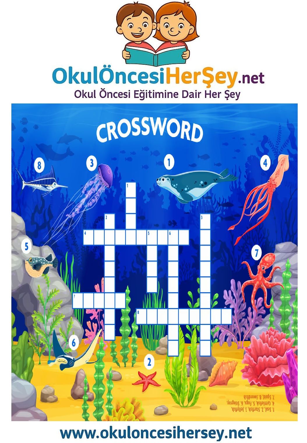 Çocuklar İçin   Crossword Bulmaca  