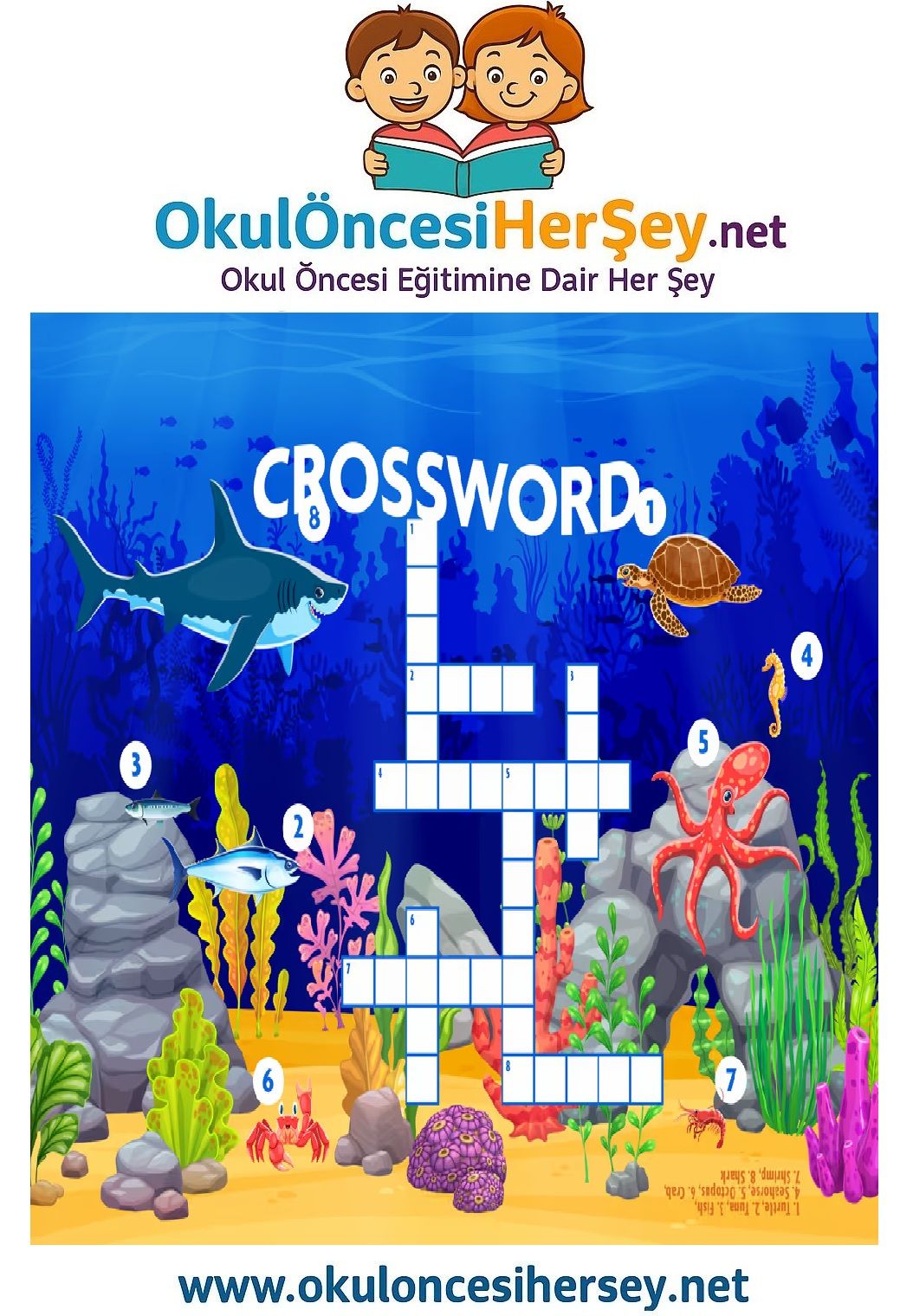 Çocuklar İçin   Crossword Bulmaca  