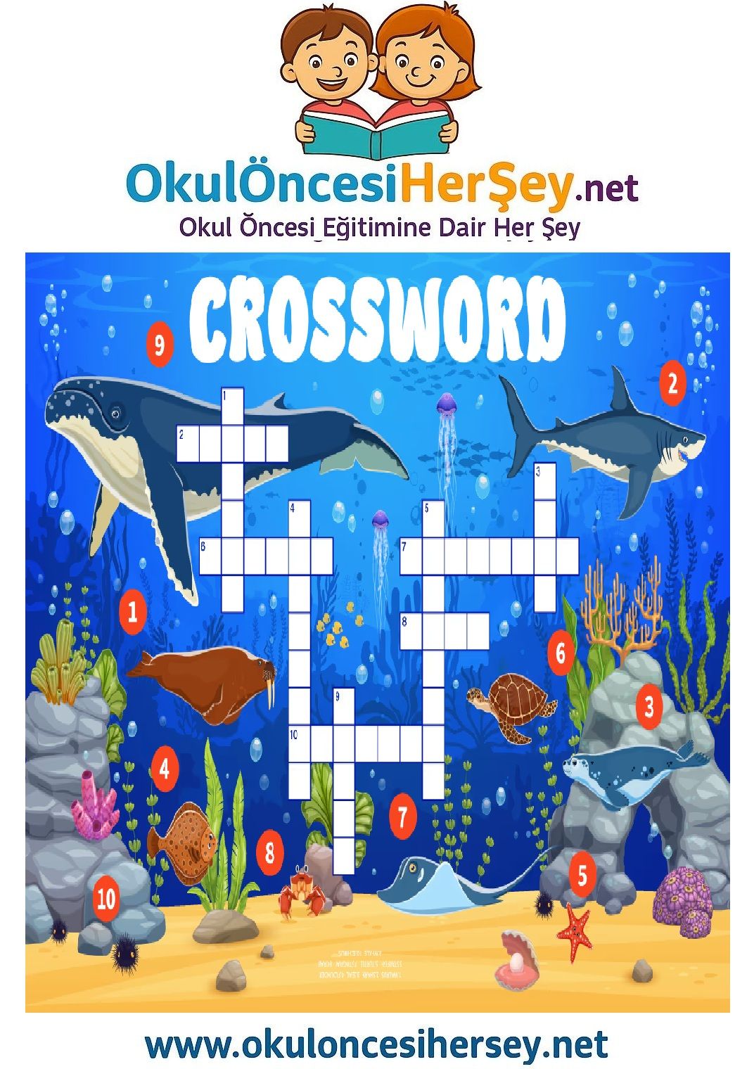 Çocuklar İçin   Crossword Bulmaca  