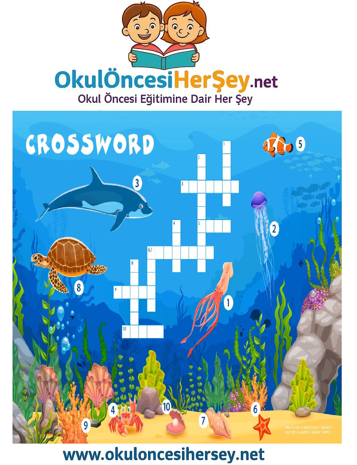 Çocuklar İçin   Crossword Bulmaca  