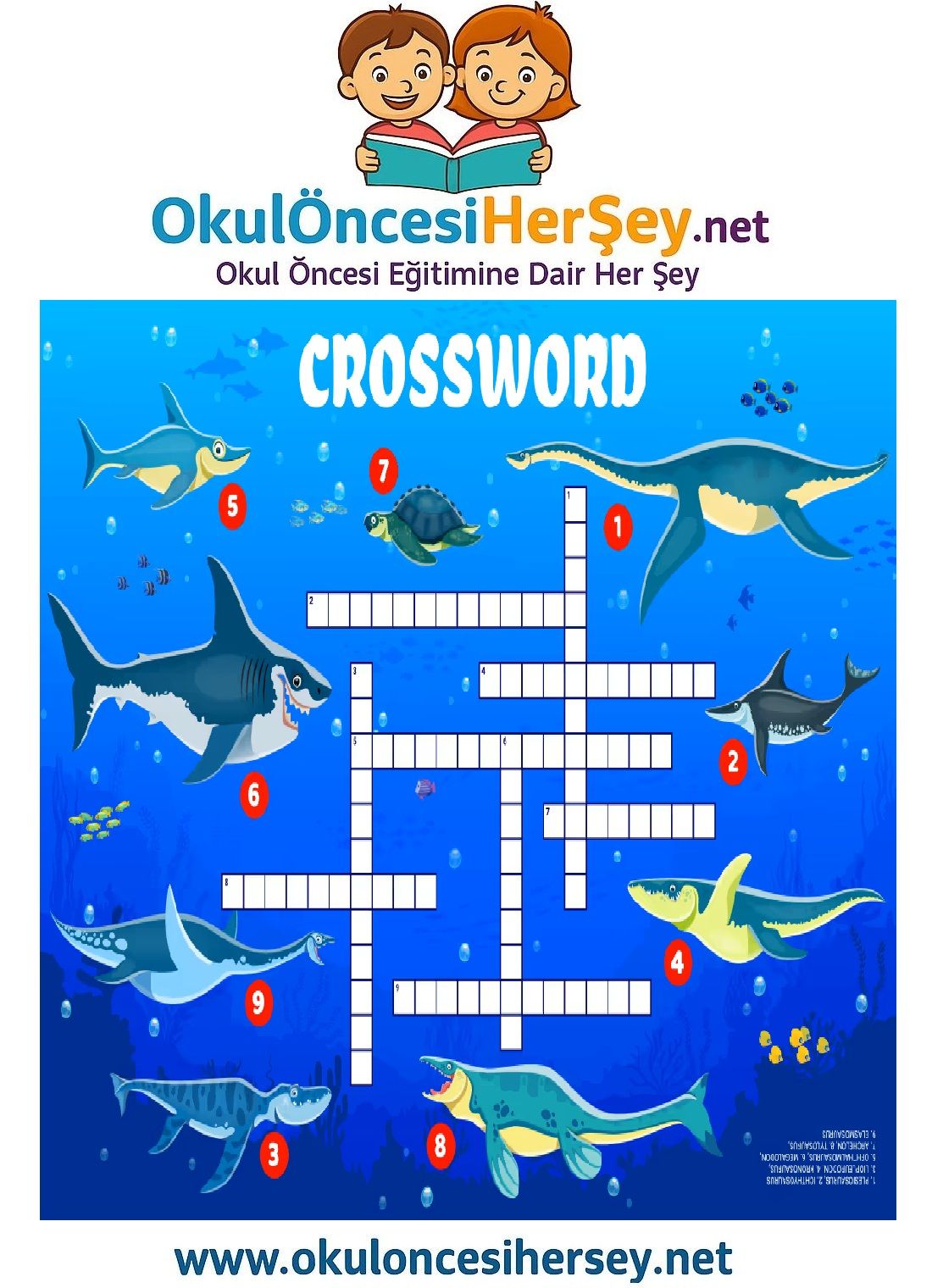 Çocuklar İçin   Crossword Bulmaca  