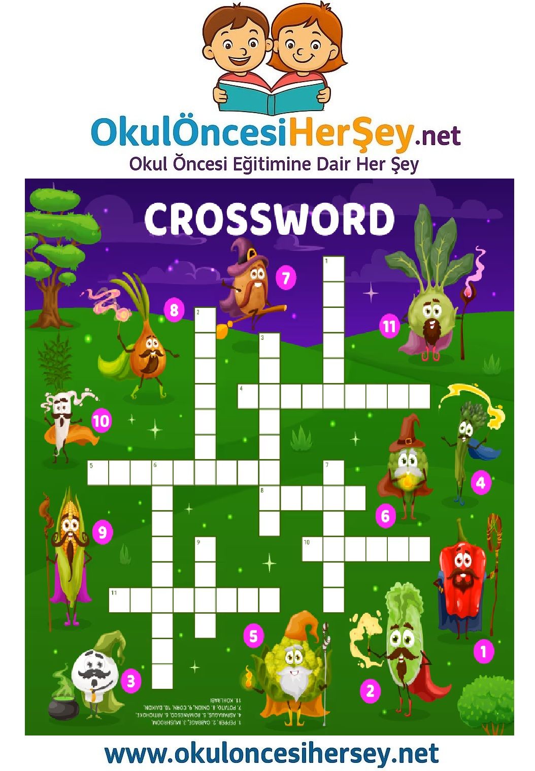 Çocuklar İçin   Crossword Bulmaca  