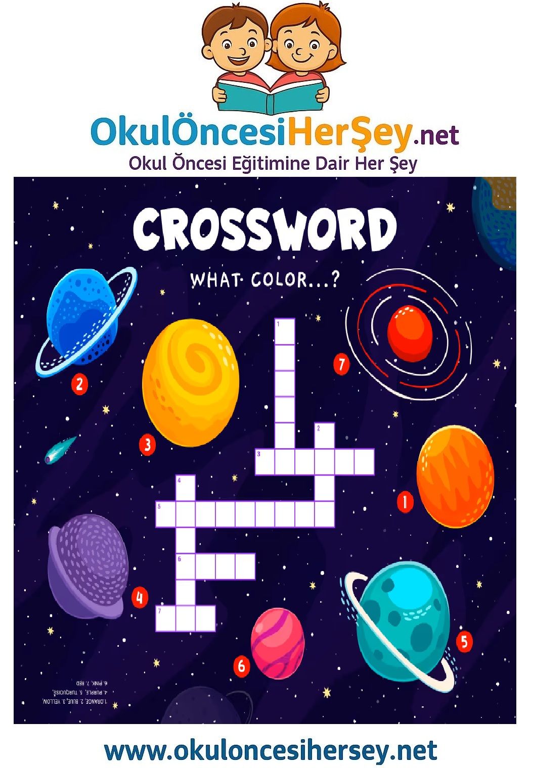 Çocuklar İçin   Crossword Bulmaca  