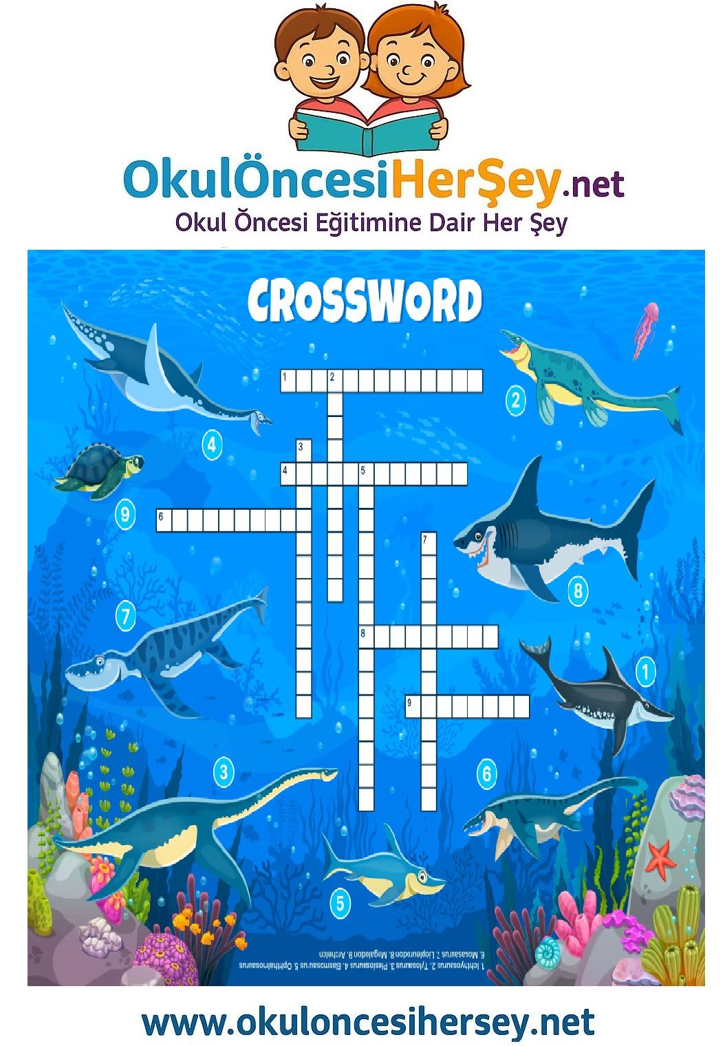 Çocuklar İçin   Crossword Bulmaca  