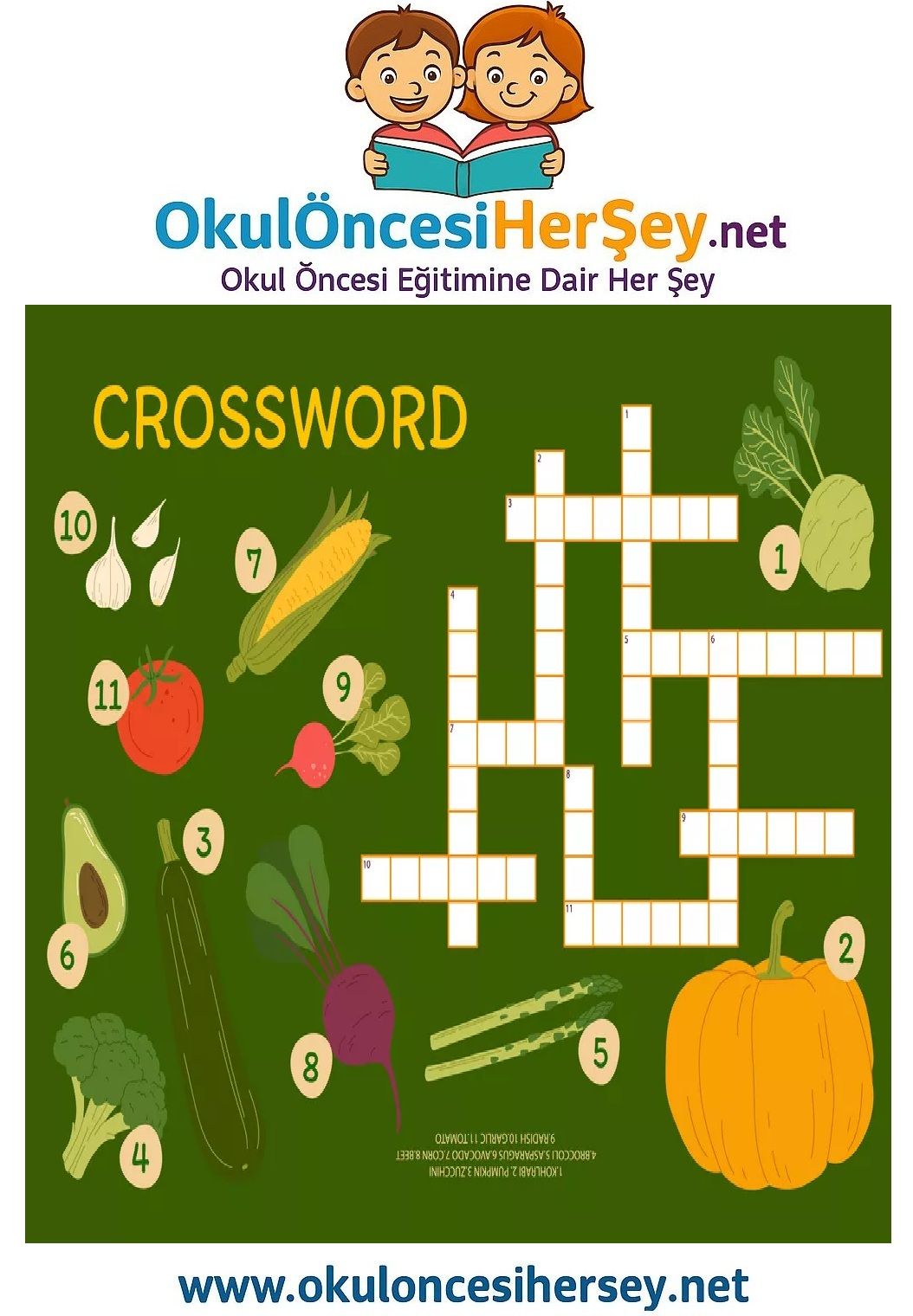 Çocuklar İçin   Crossword Bulmaca  