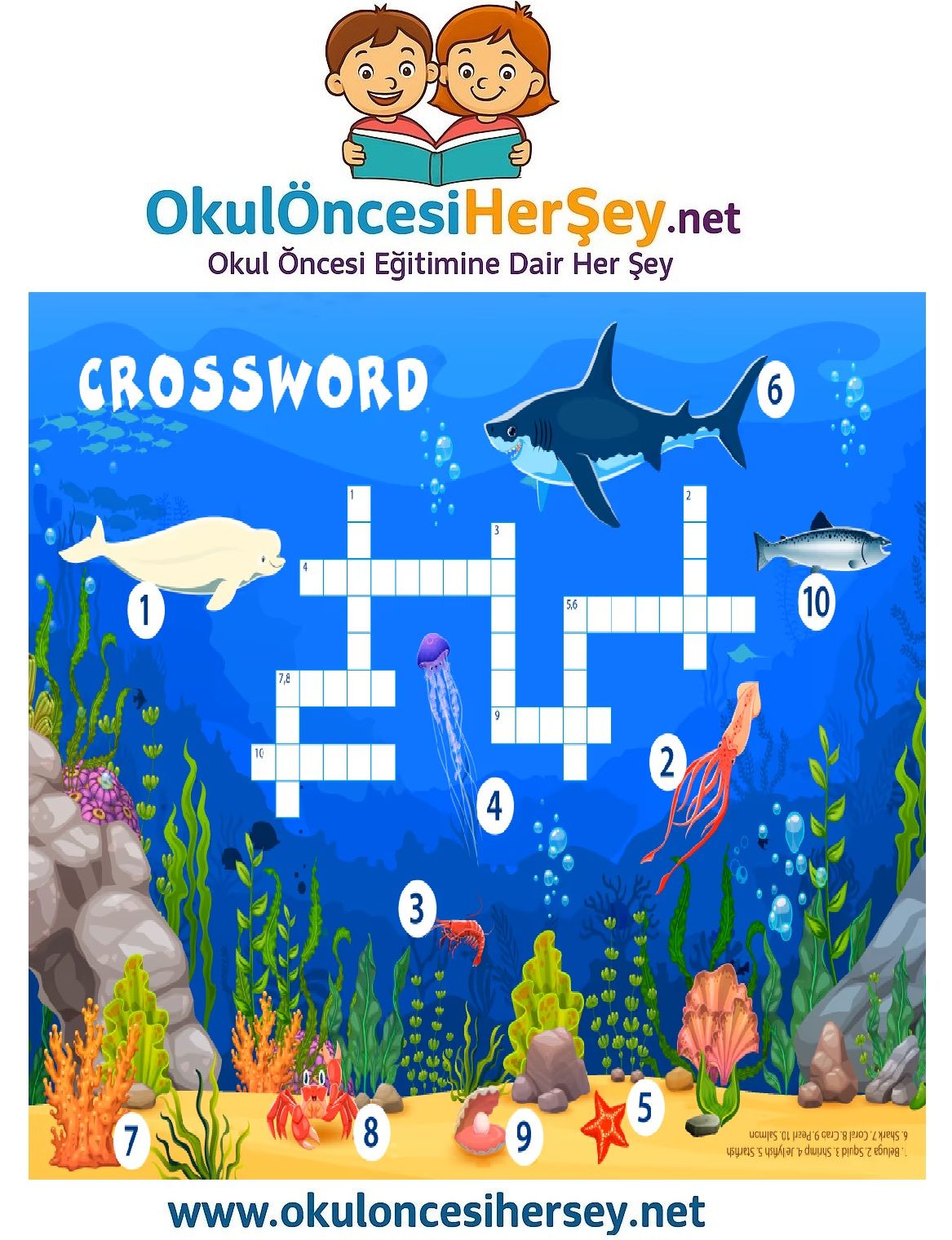 Çocuklar İçin   Crossword Bulmaca  