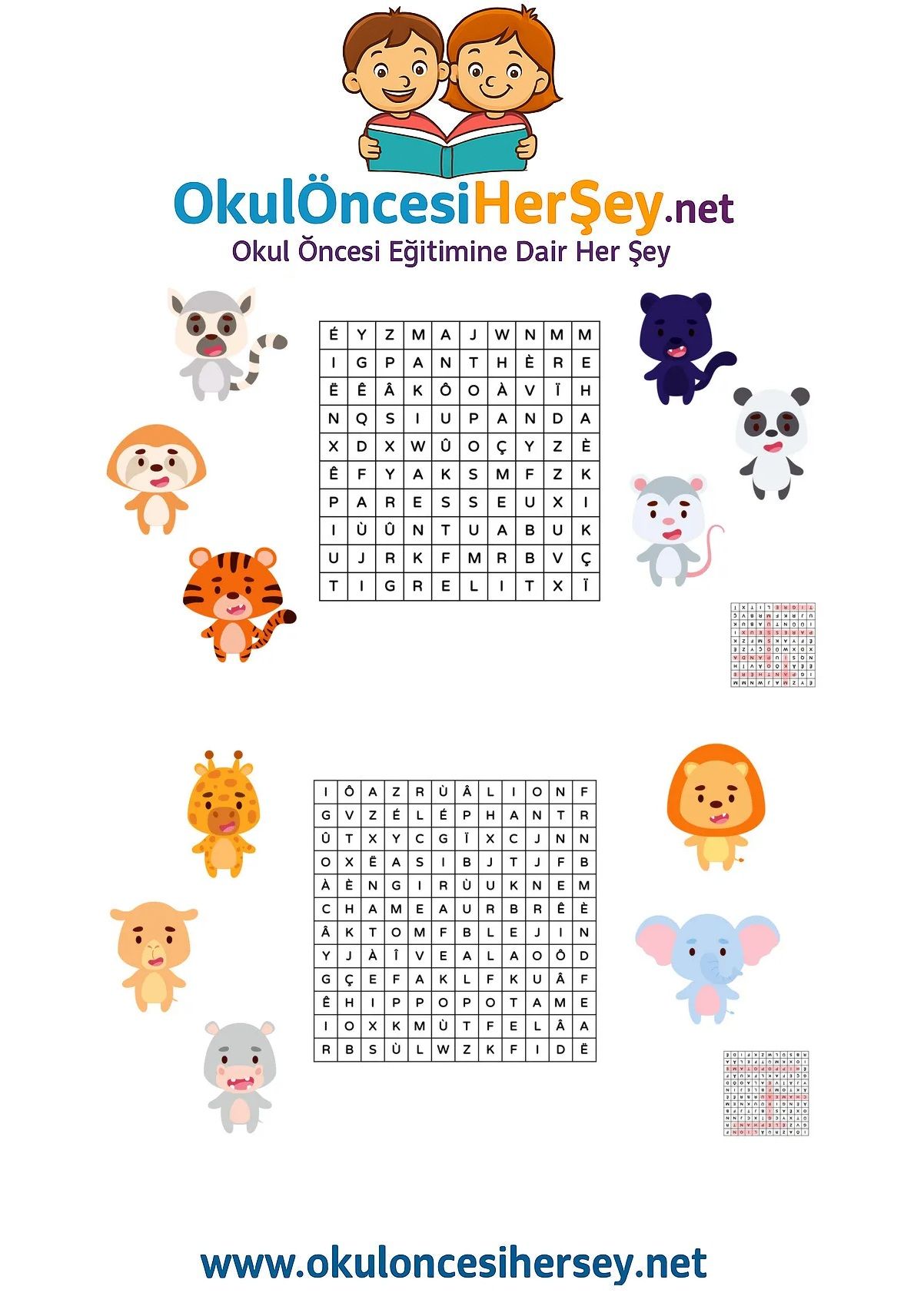 Çocuklar İçin   Kelime Arama  