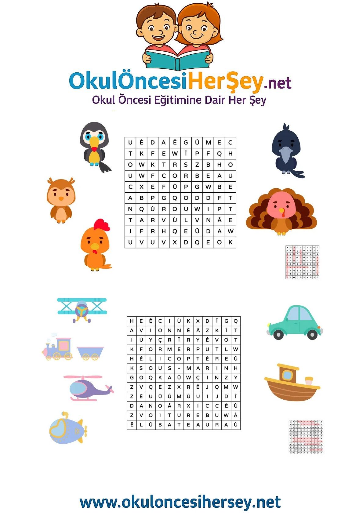 Çocuklar İçin   Kelime Arama  