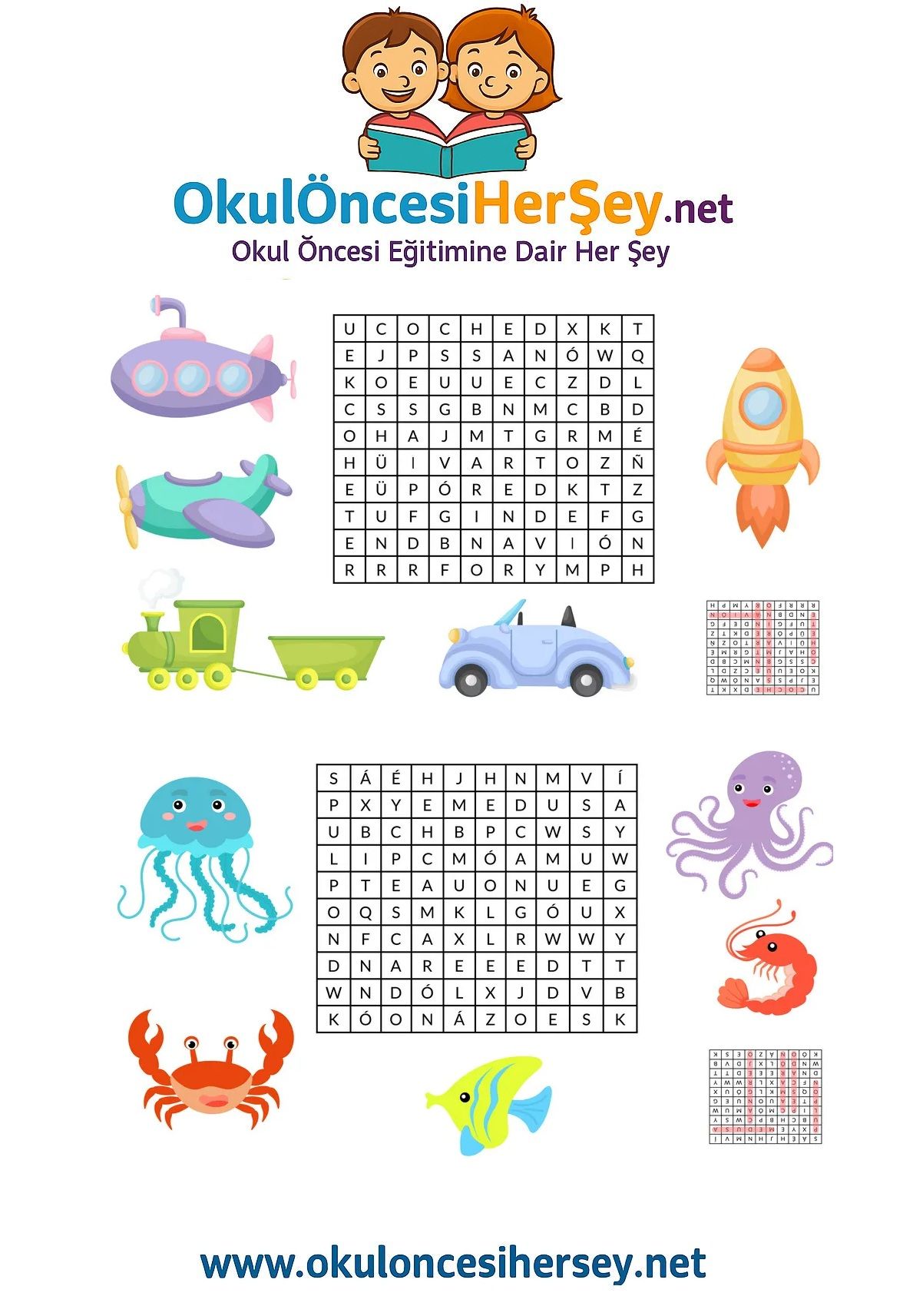Çocuklar İçin   Kelime Arama  
