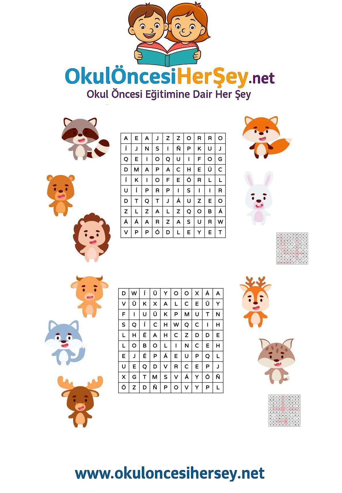 Çocuklar İçin   Kelime Arama  