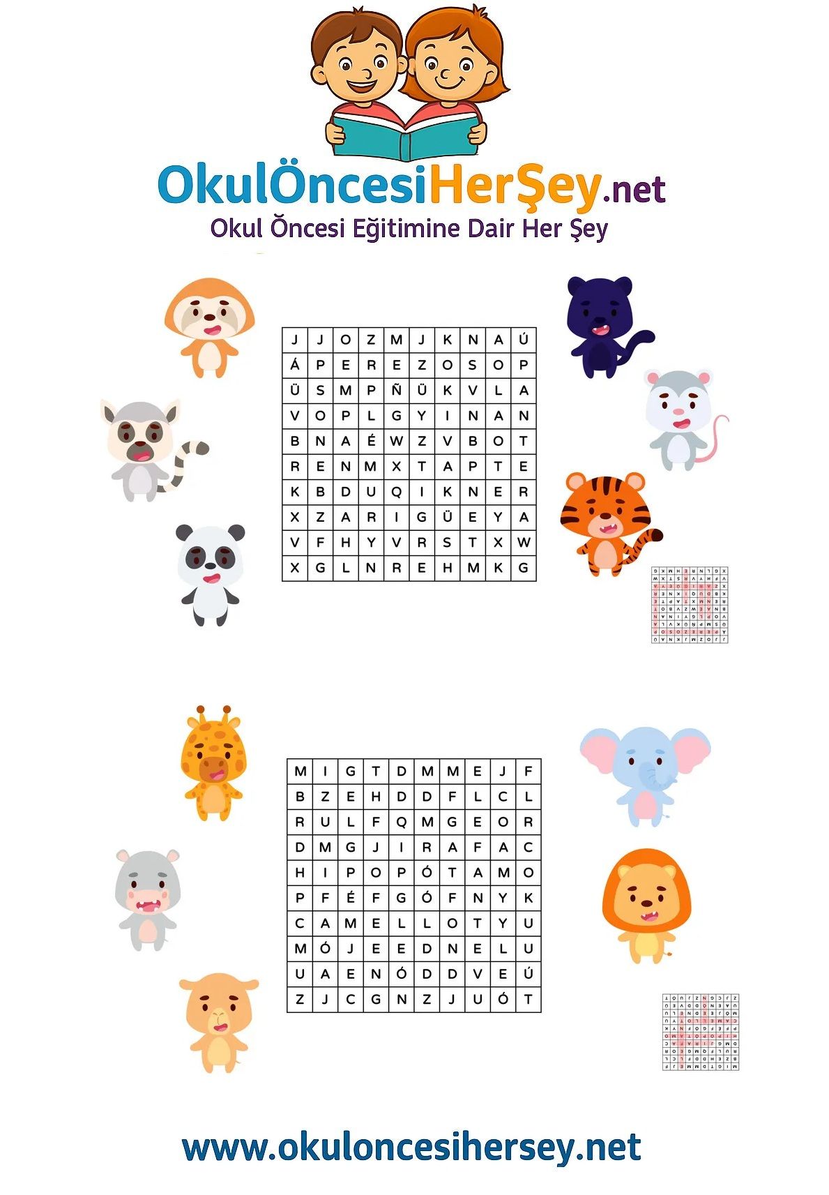 Çocuklar İçin   Kelime Arama  