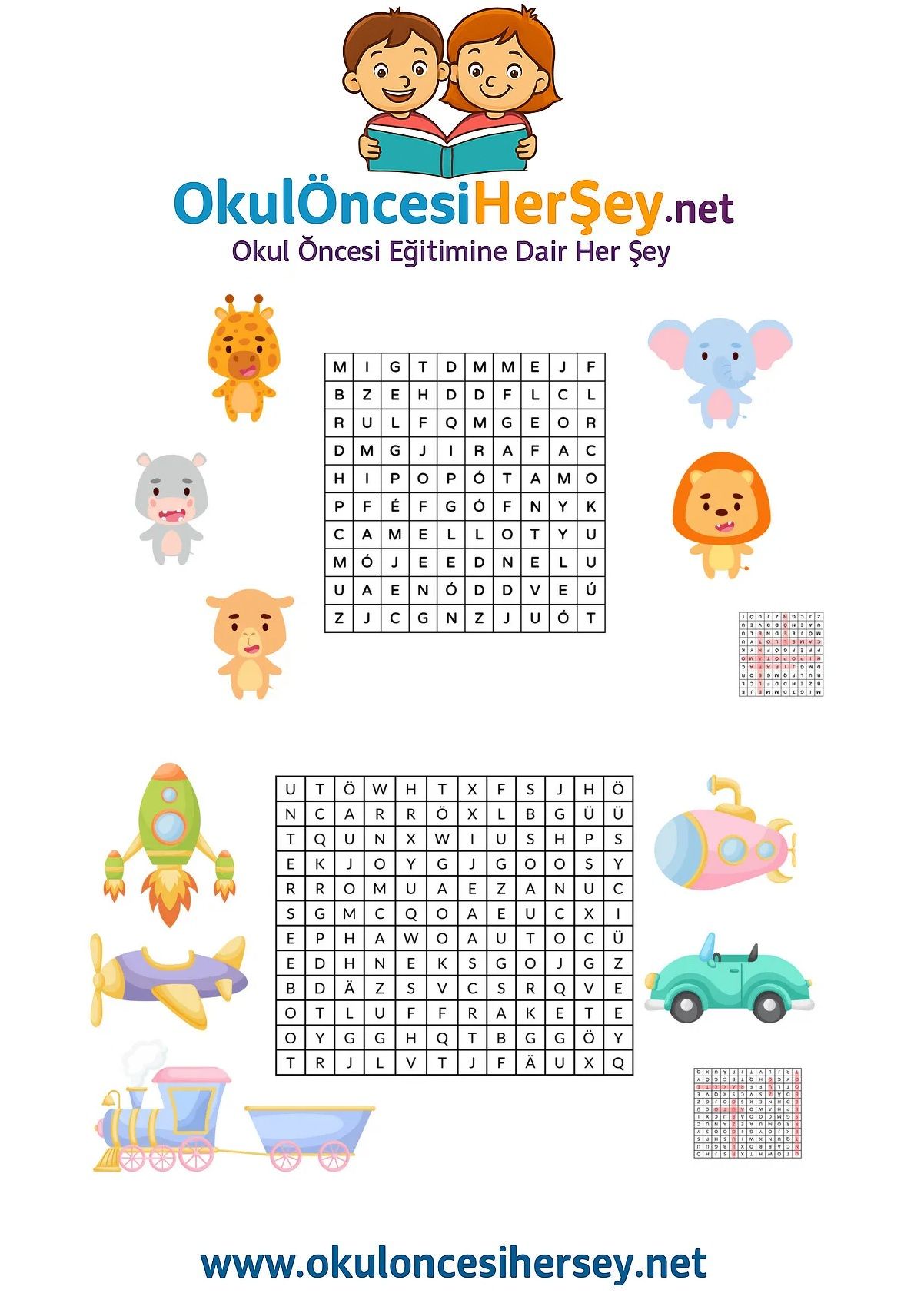 Çocuklar İçin   Kelime Arama  