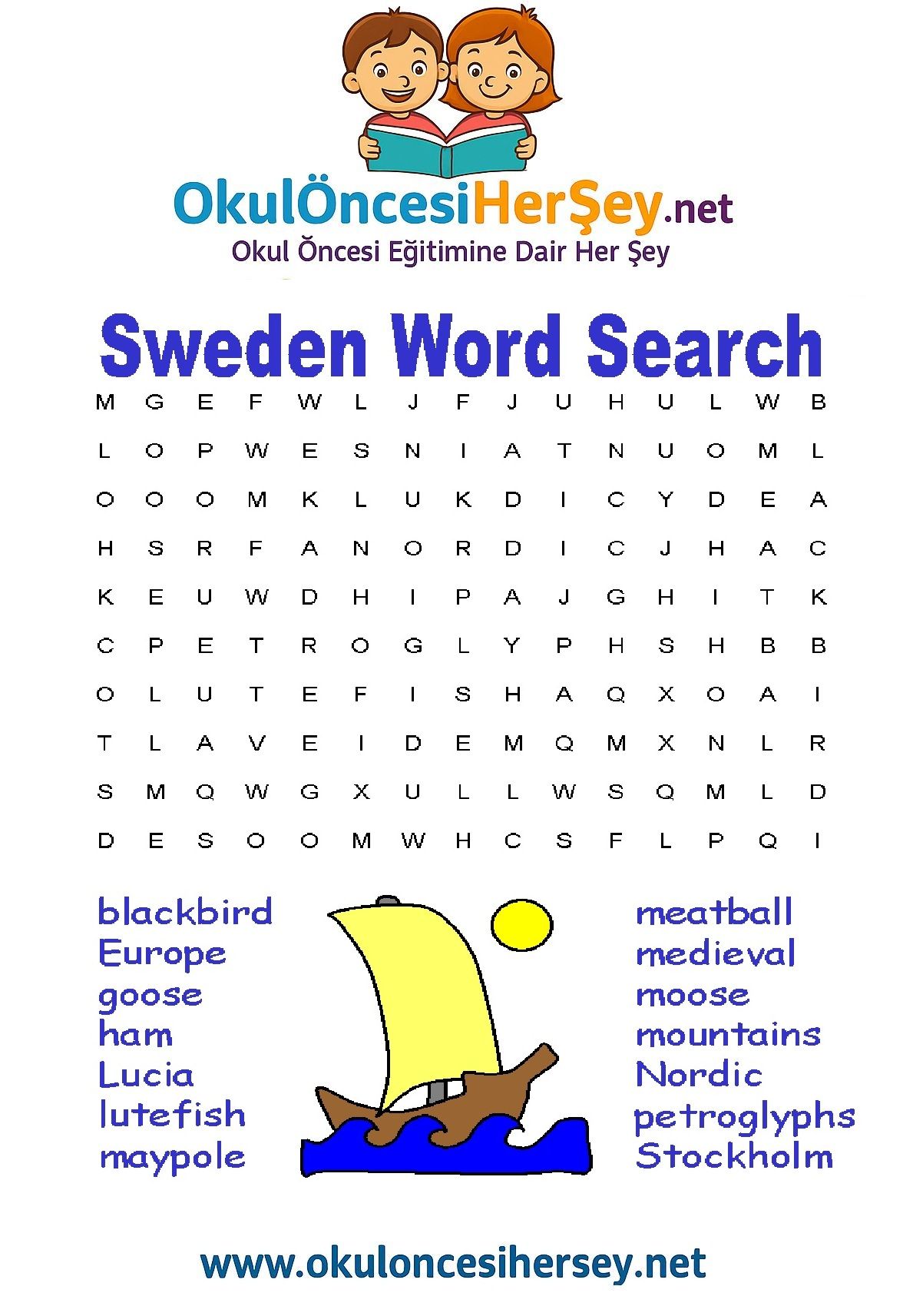 Çocuklar İçin   Kelime Arama  