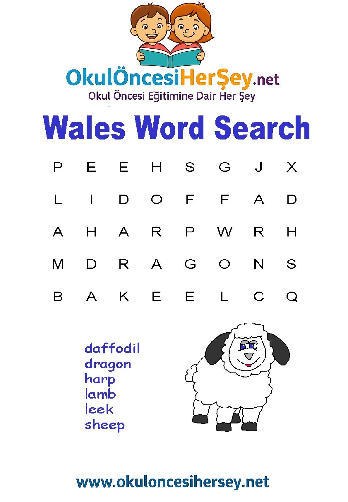 Çocuklar İçin   Kelime Arama  