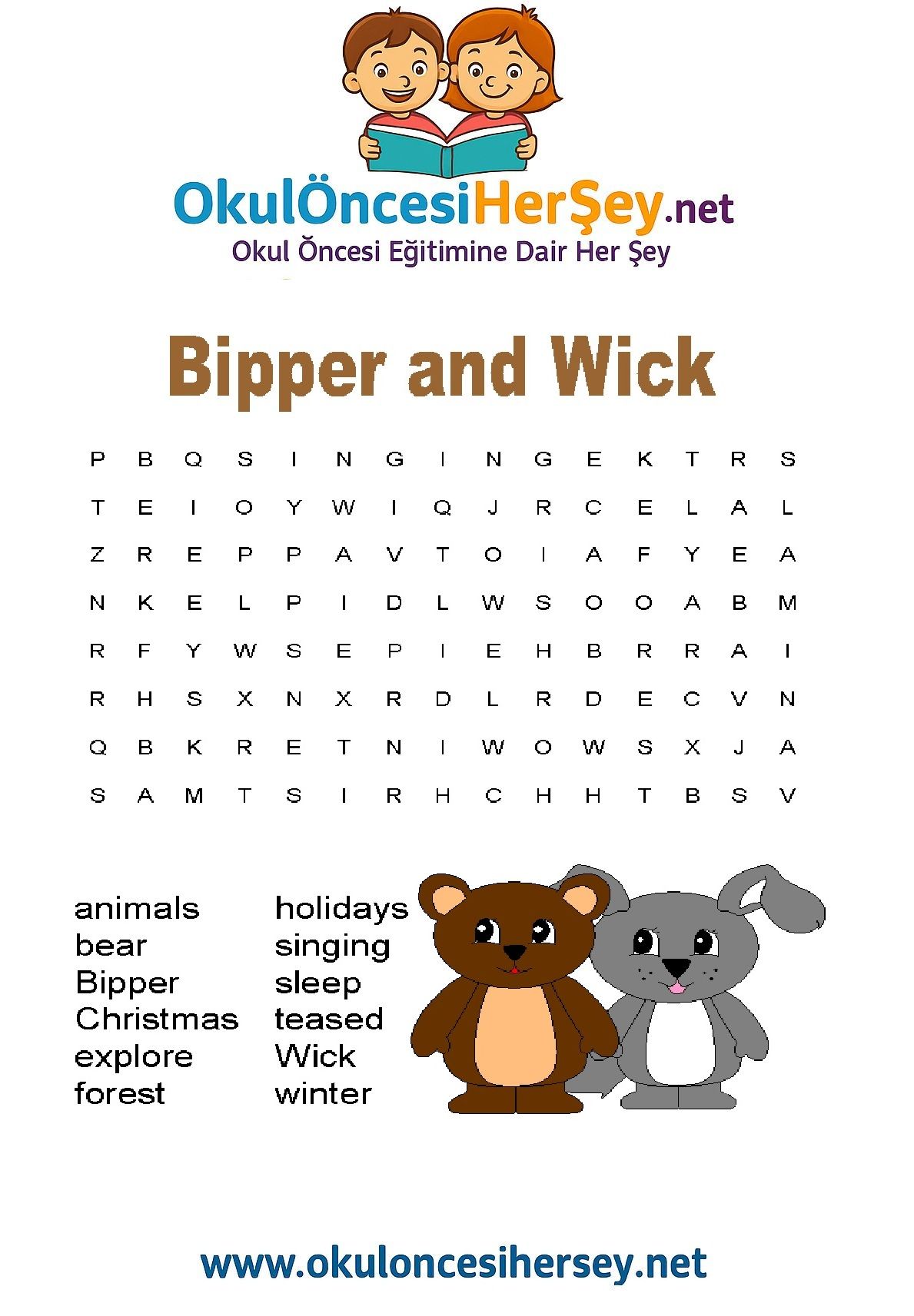 Çocuklar İçin   Kelime Arama  