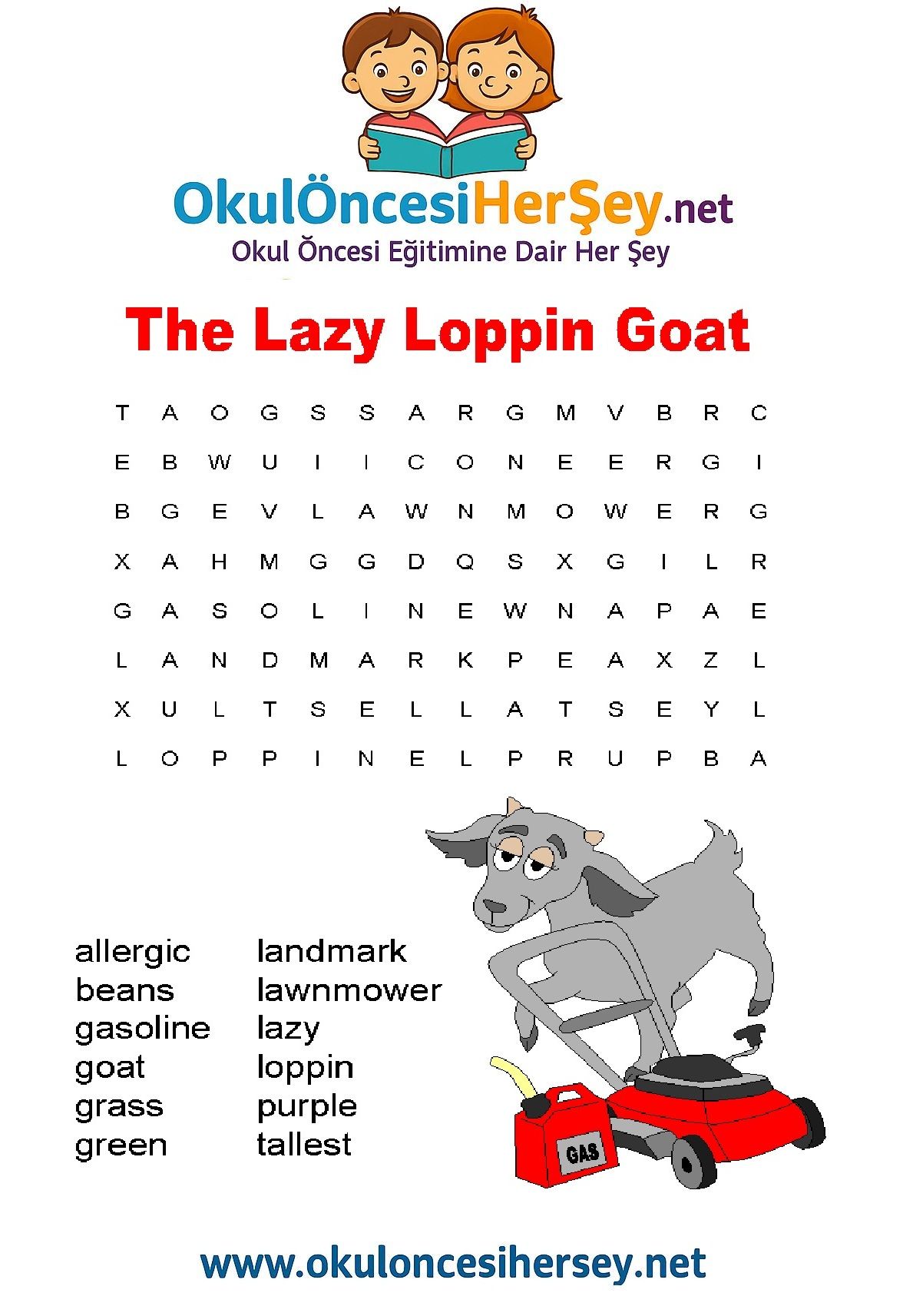 Çocuklar İçin   Kelime Arama  