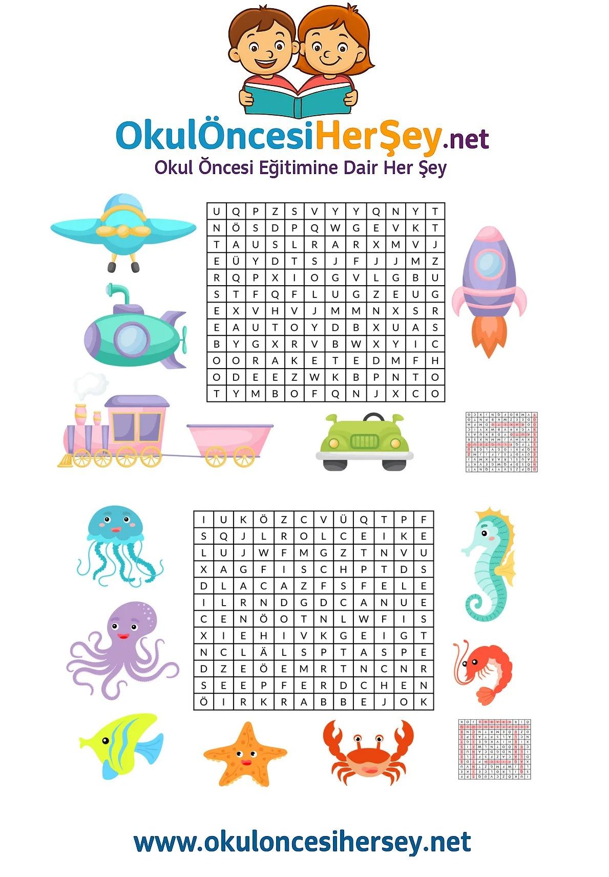 Çocuklar İçin   Kelime Arama  