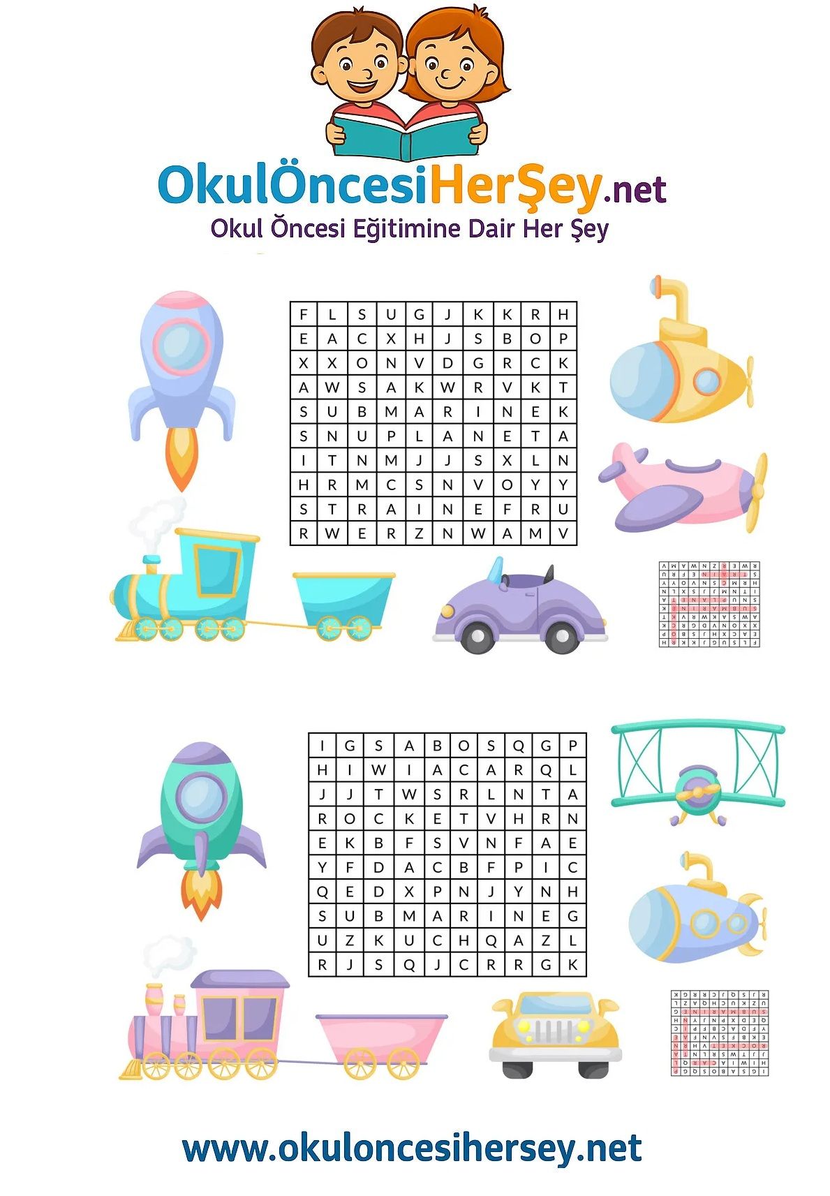Çocuklar İçin   Kelime Arama  