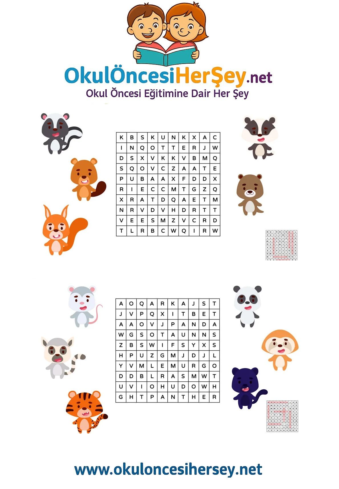 Çocuklar İçin   Kelime Arama  