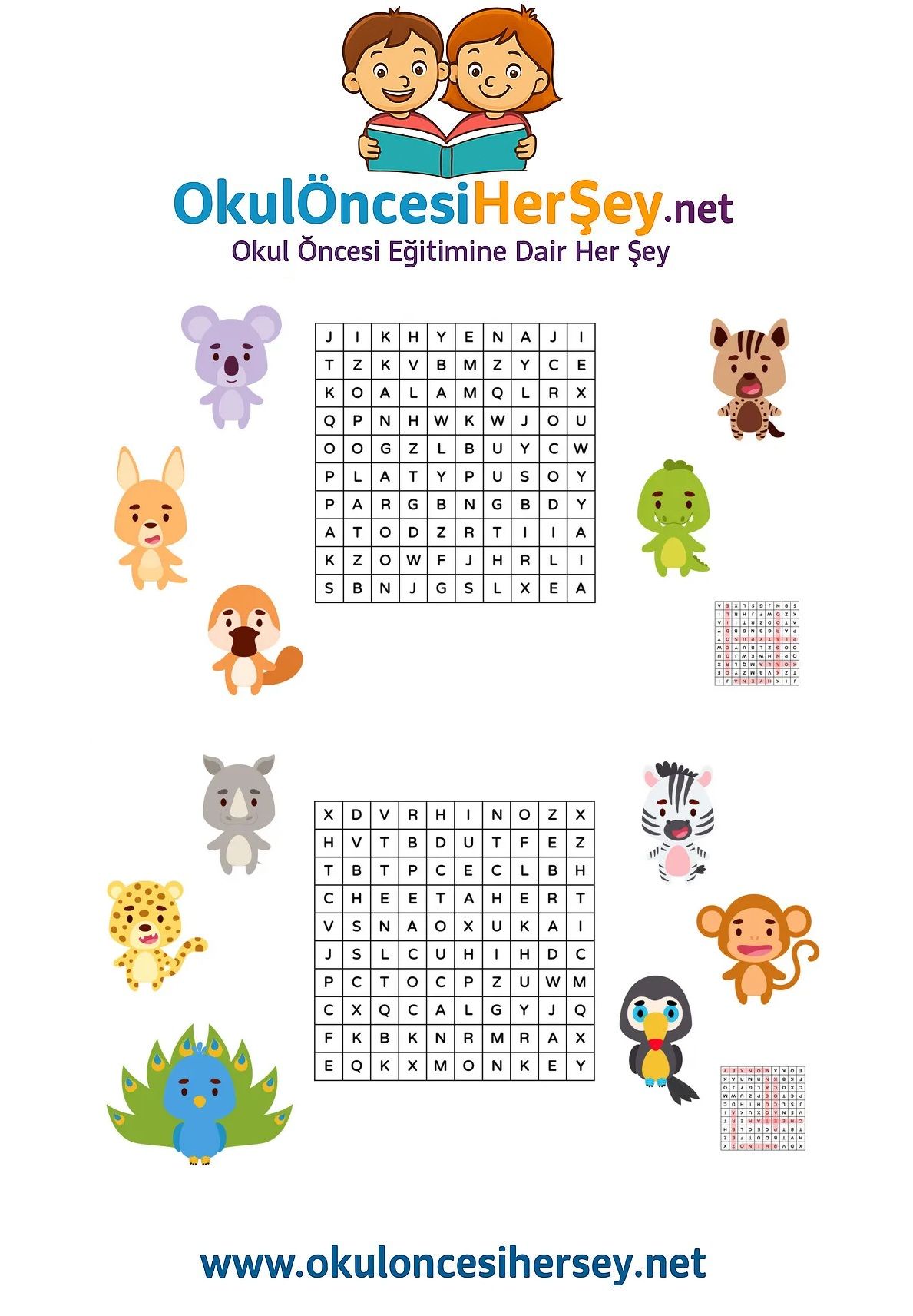 Çocuklar İçin   Kelime Arama  