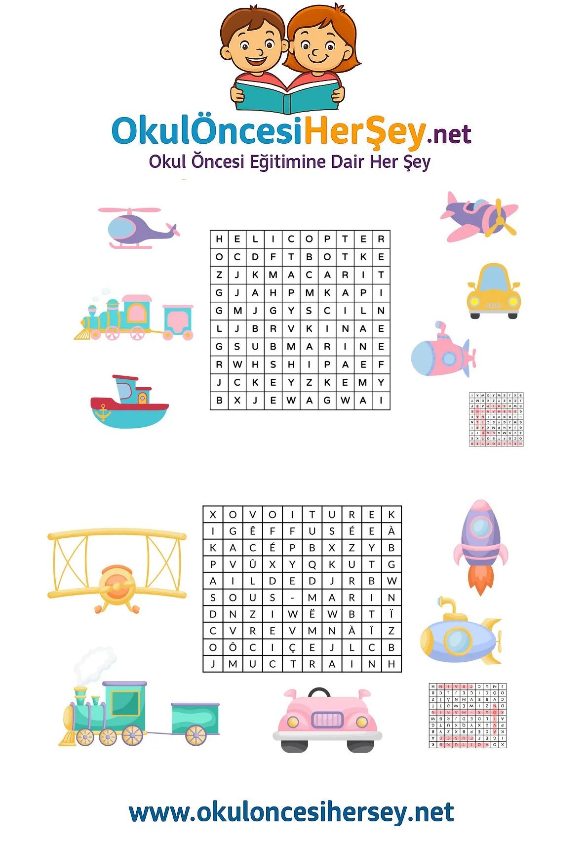 Çocuklar İçin   Kelime Arama  