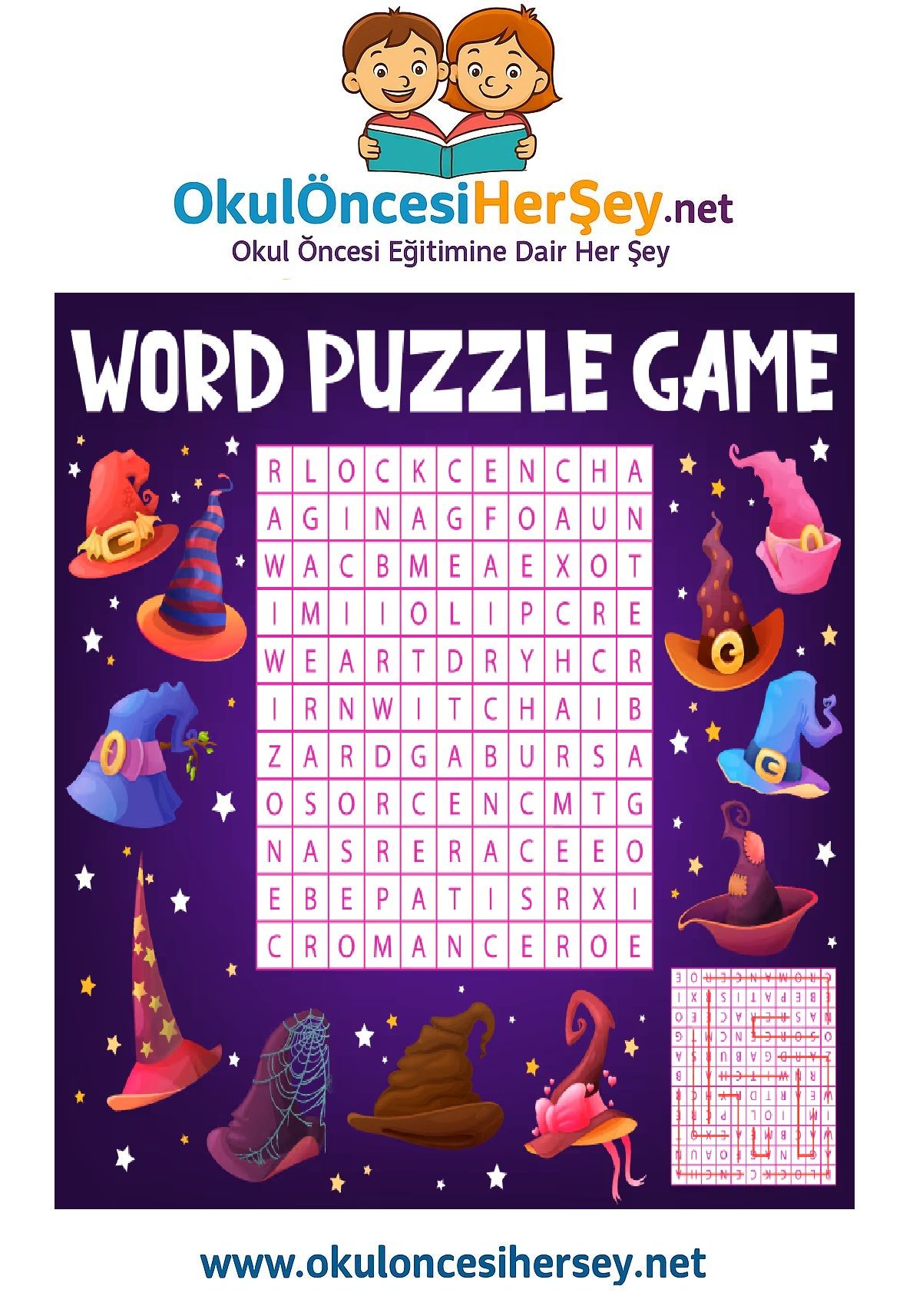 Çocuklar İçin   Kelime Arama  
