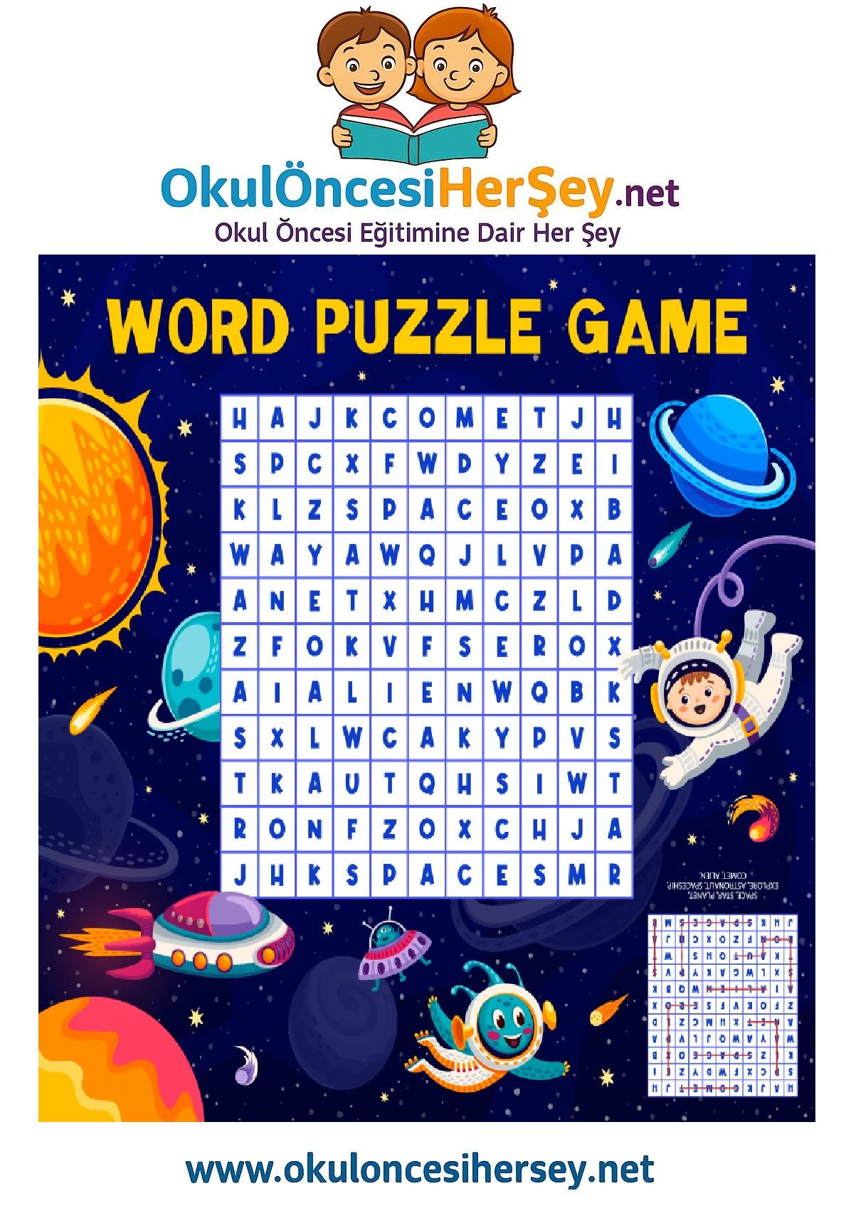 Çocuklar İçin   Kelime Arama  