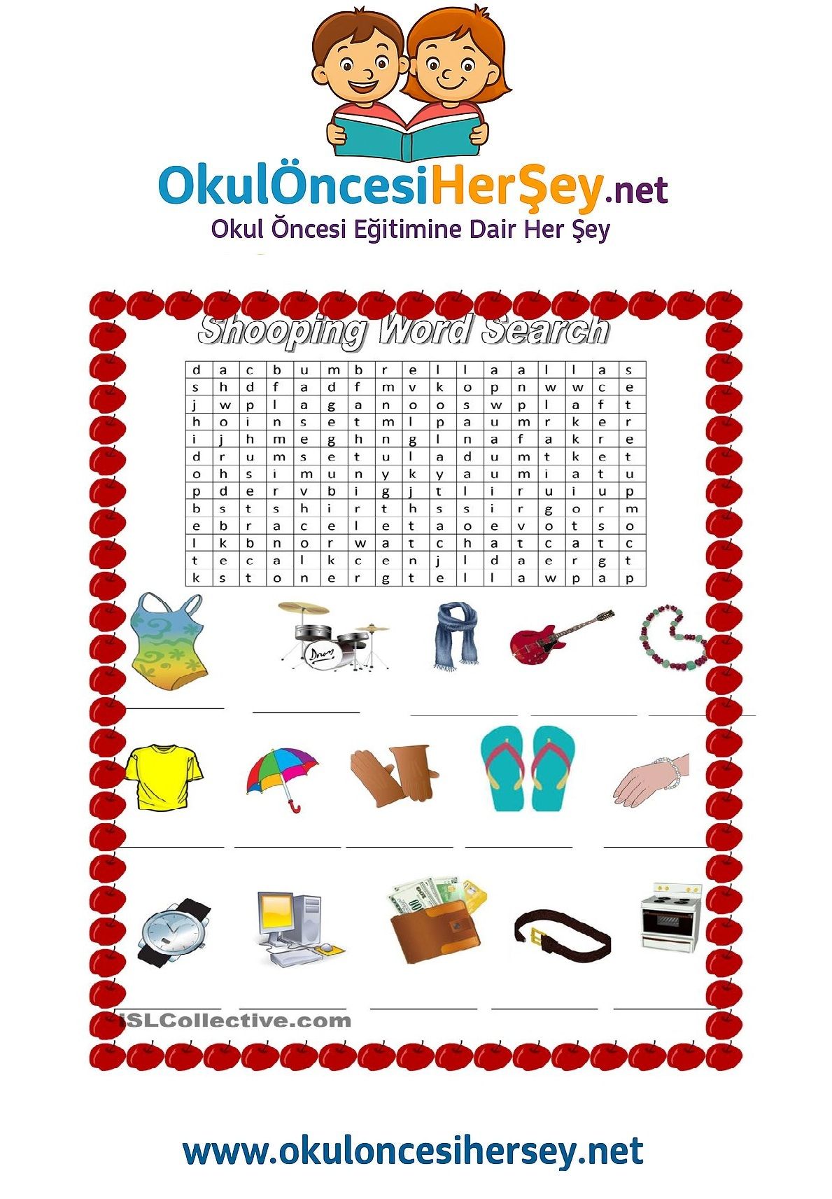 Çocuklar İçin   Kelime Arama  