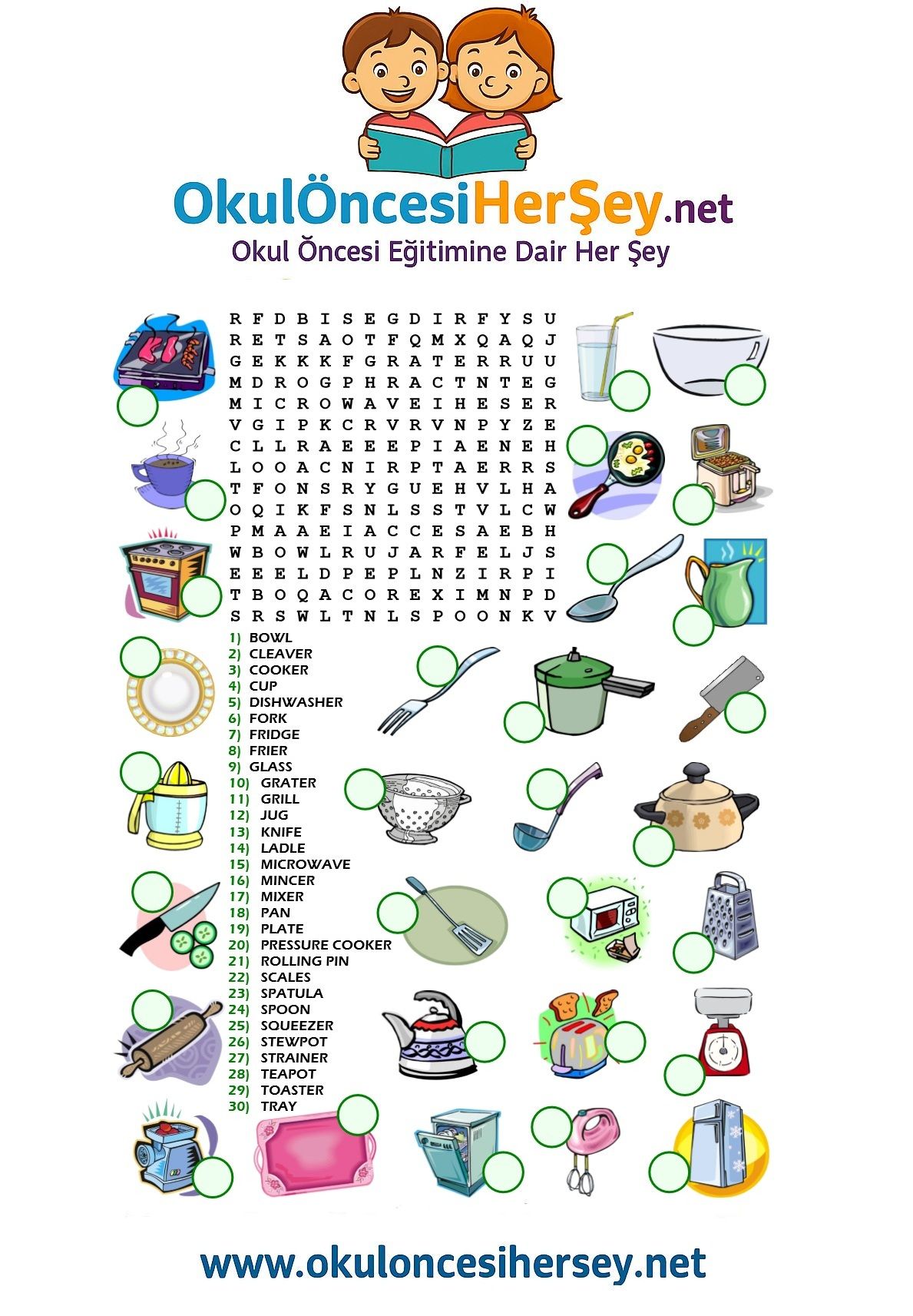 Çocuklar İçin   Kelime Arama  