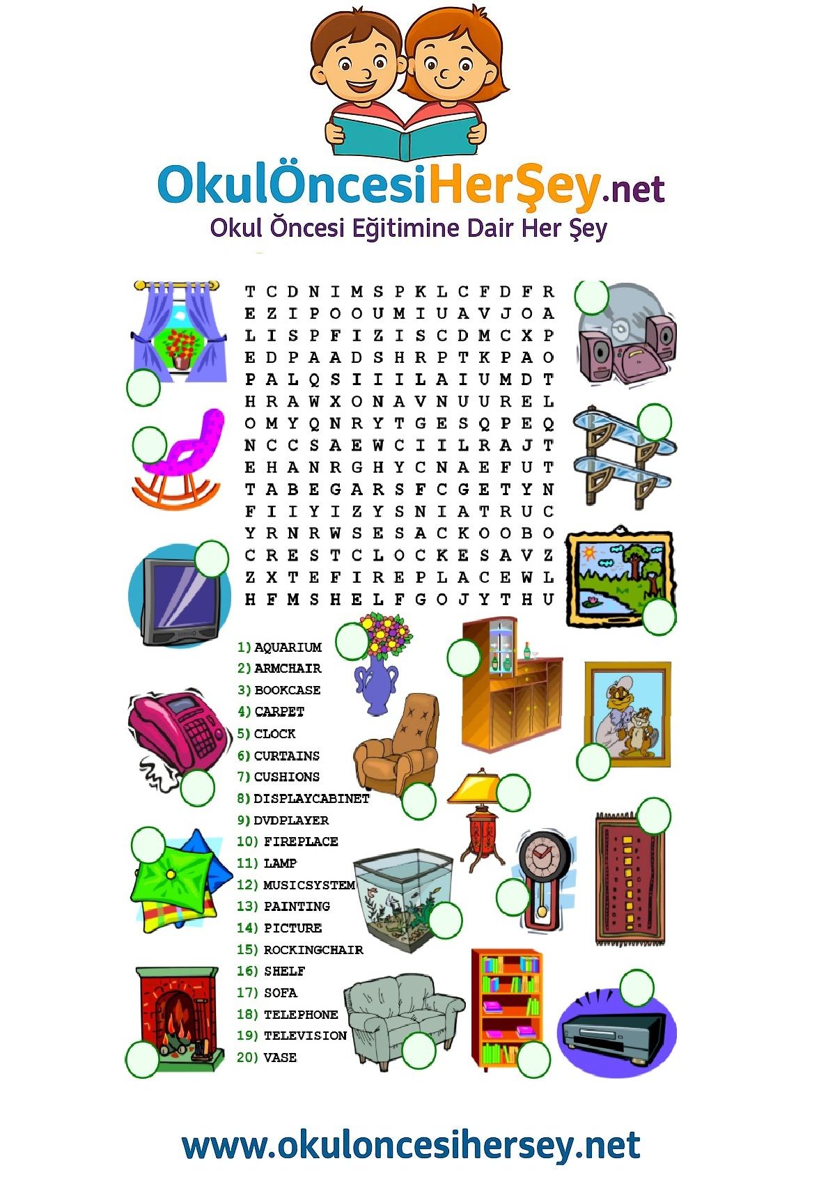 Çocuklar İçin   Kelime Arama  