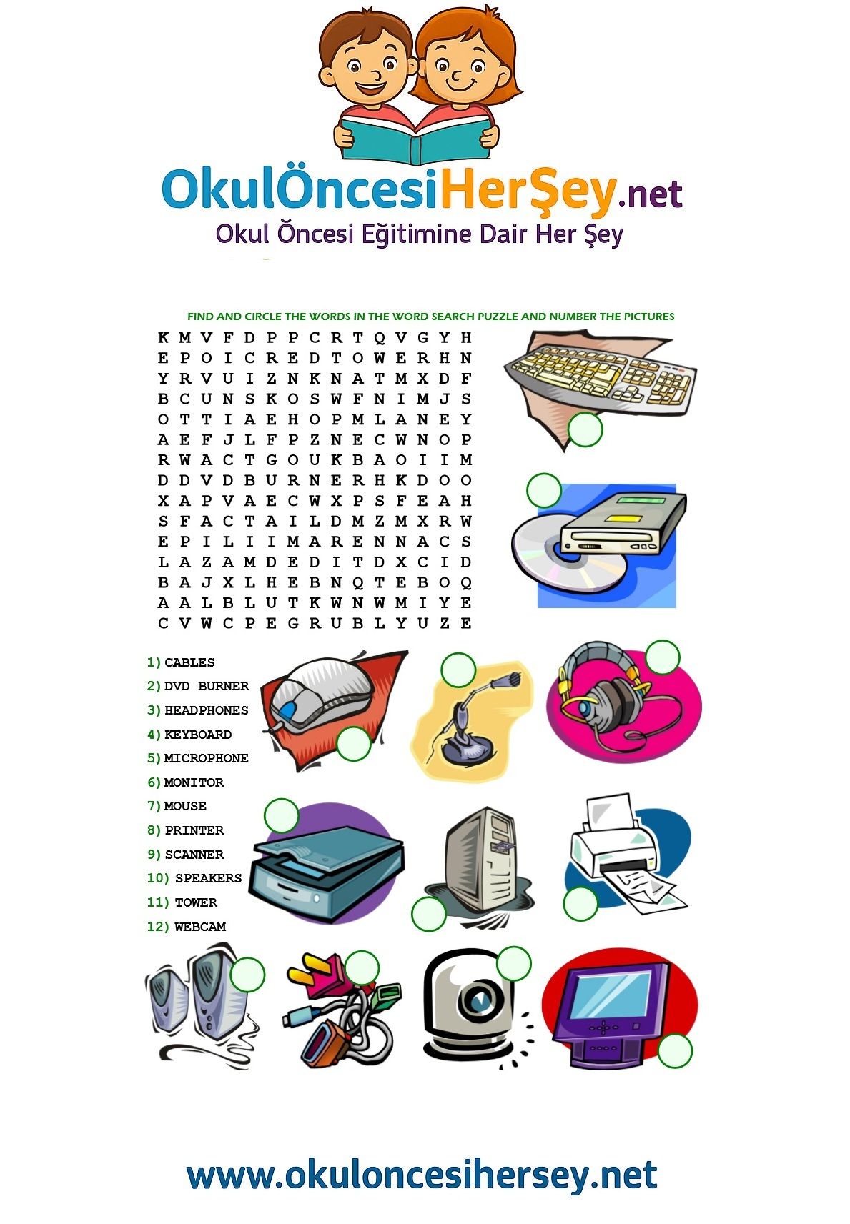 Çocuklar İçin   Kelime Arama  