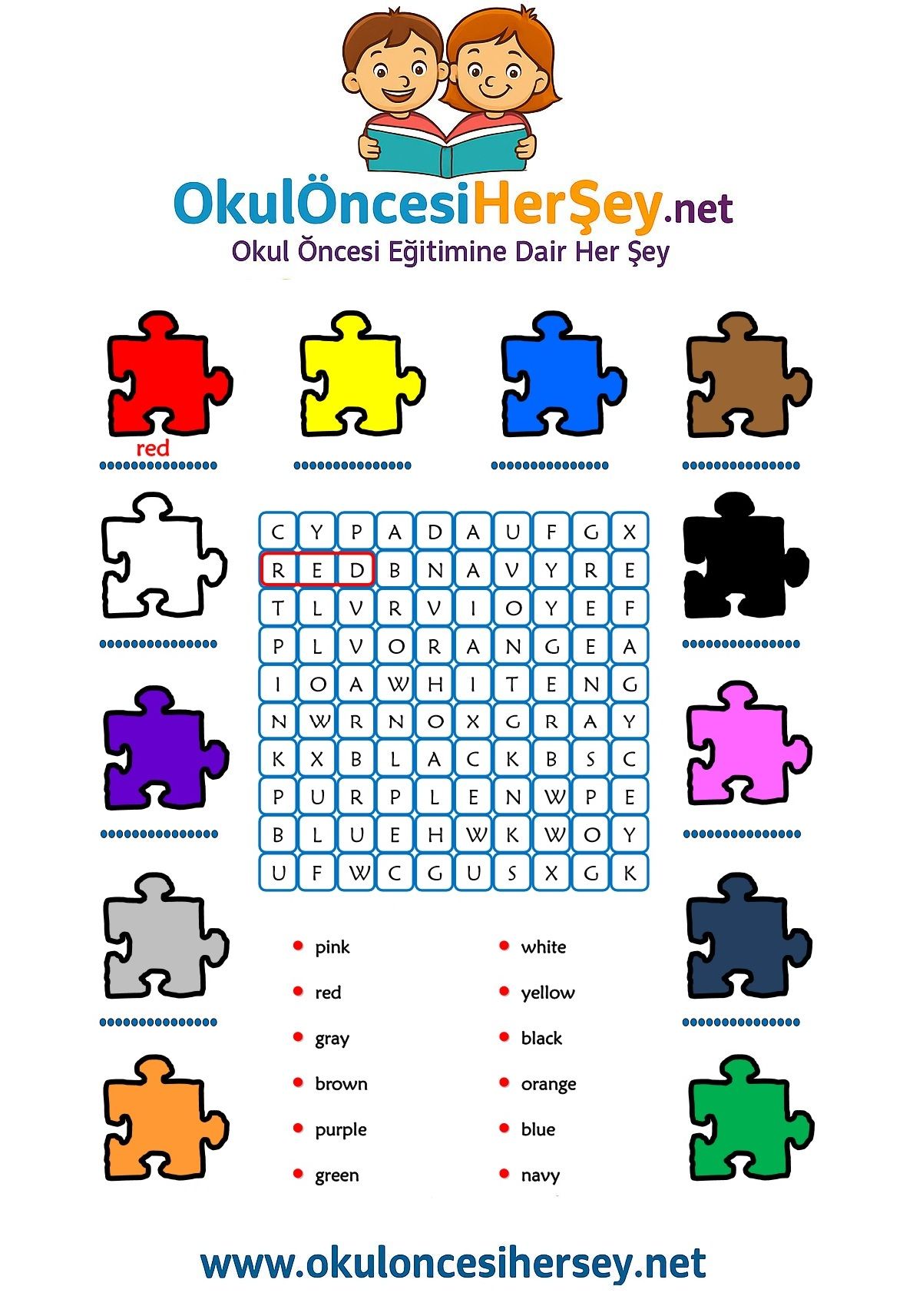 Çocuklar İçin   Kelime Arama  