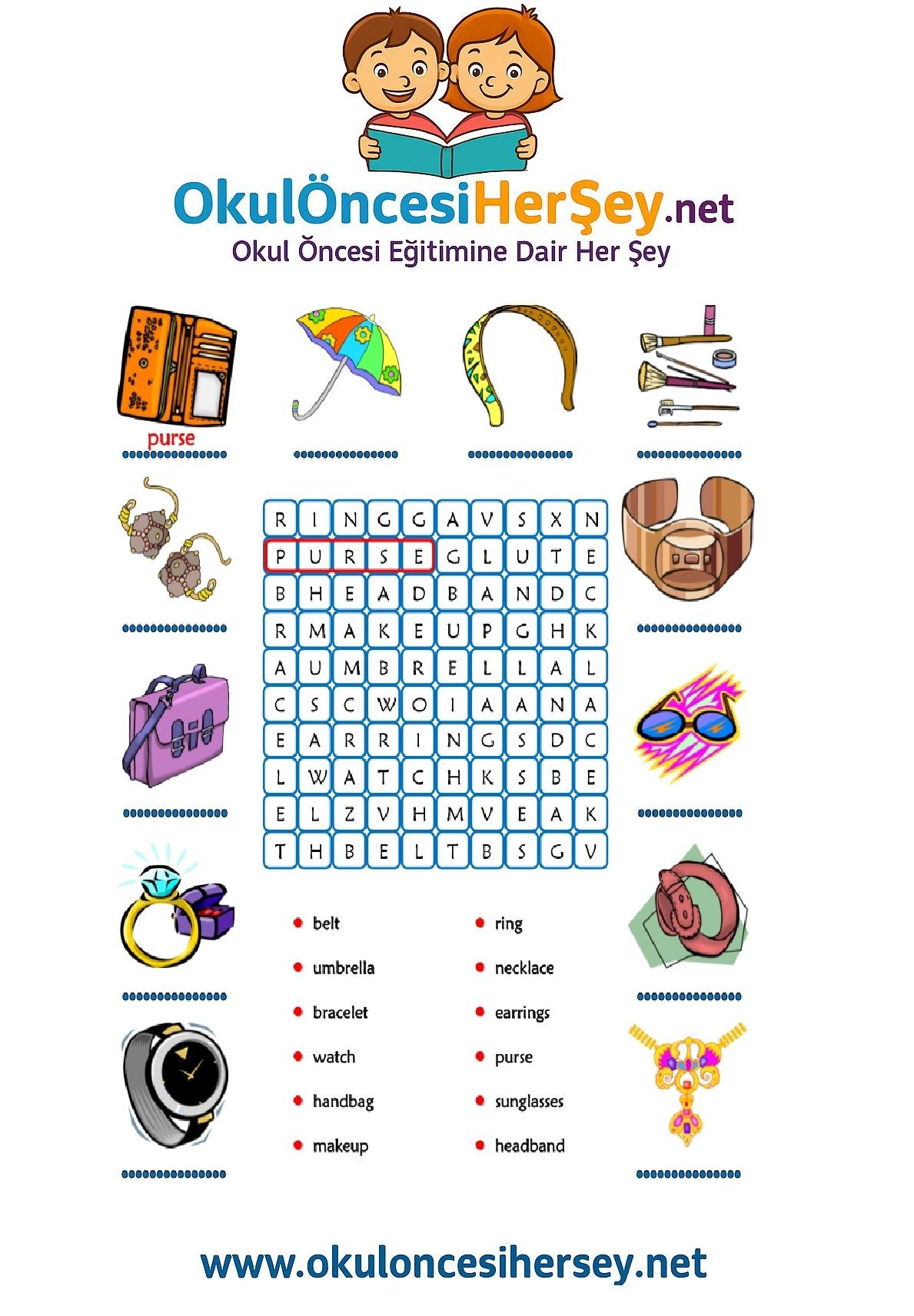 Çocuklar İçin   Kelime Arama  