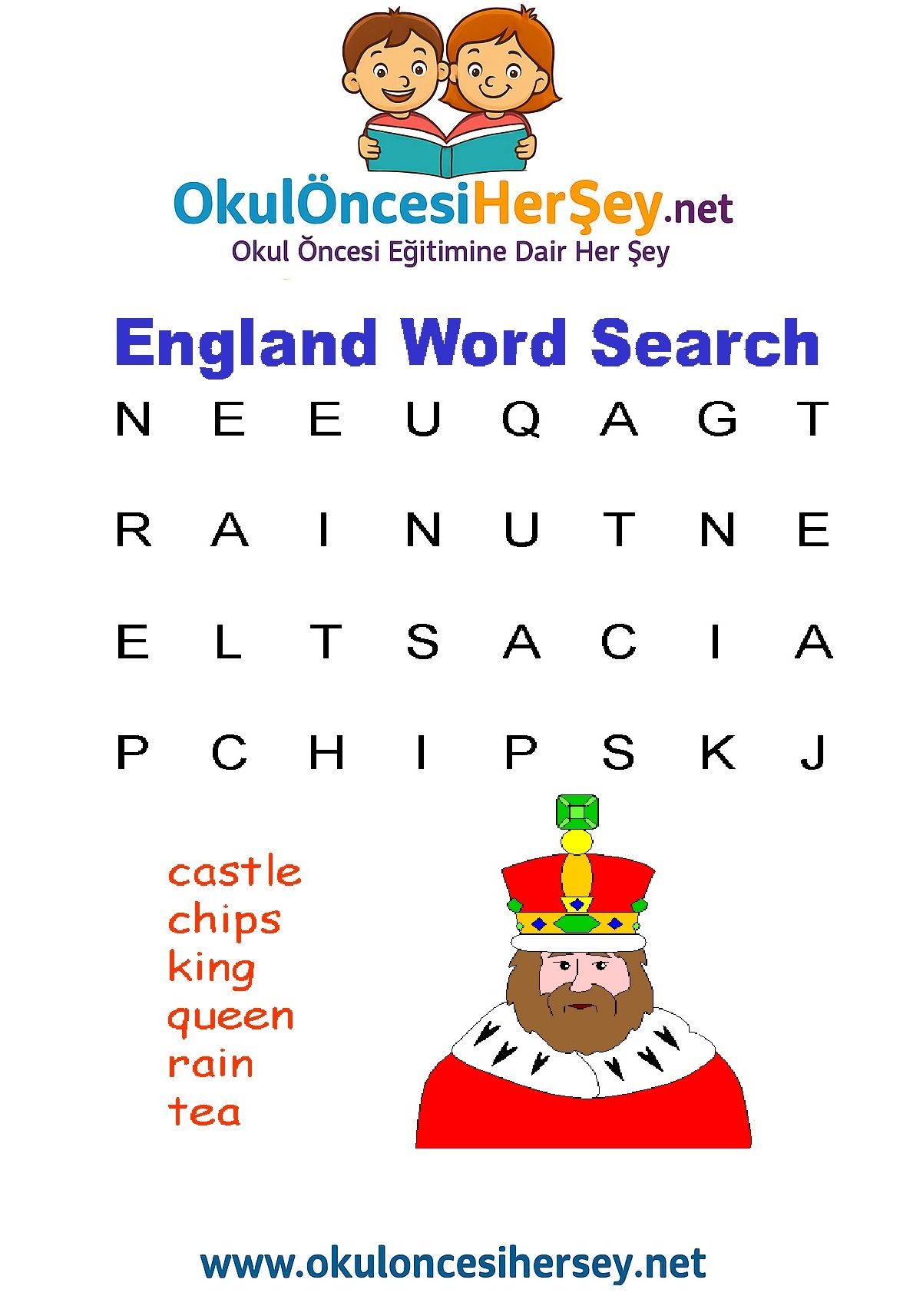Çocuklar İçin   Kelime Arama  