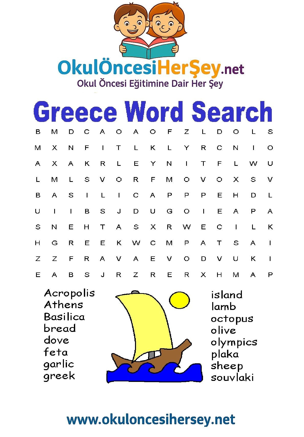 Çocuklar İçin   Kelime Arama  