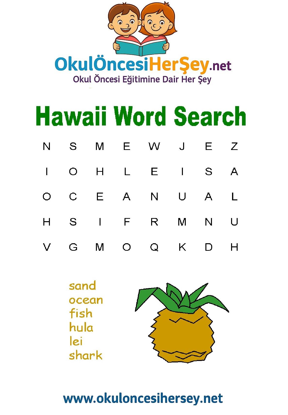 Çocuklar İçin   Kelime Arama  