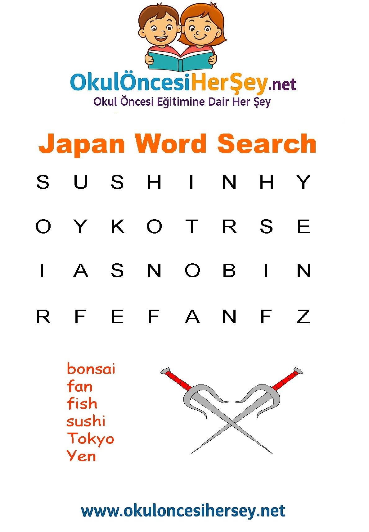 Çocuklar İçin   Kelime Arama  