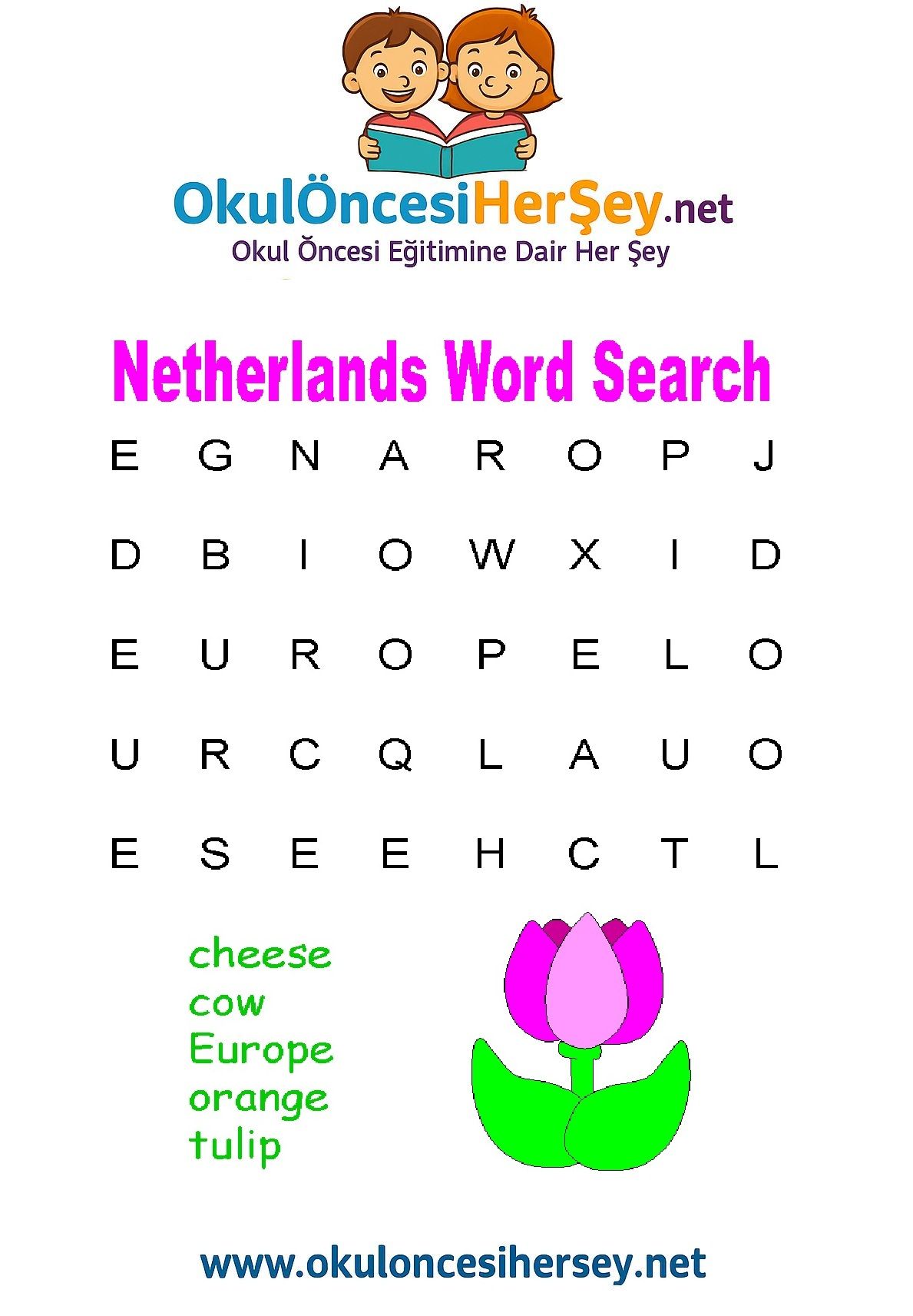 Çocuklar İçin   Kelime Arama  