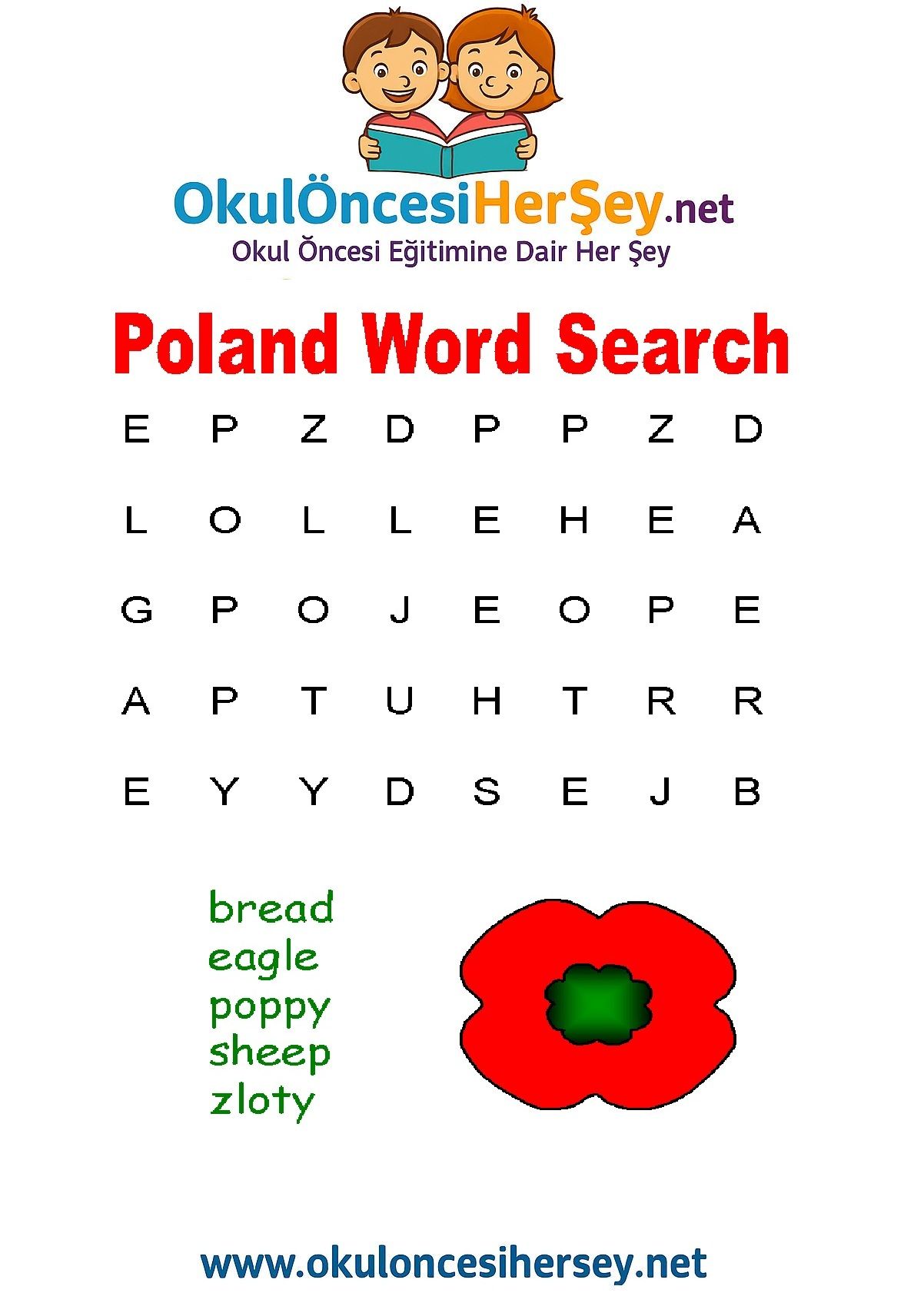 Çocuklar İçin   Kelime Arama  