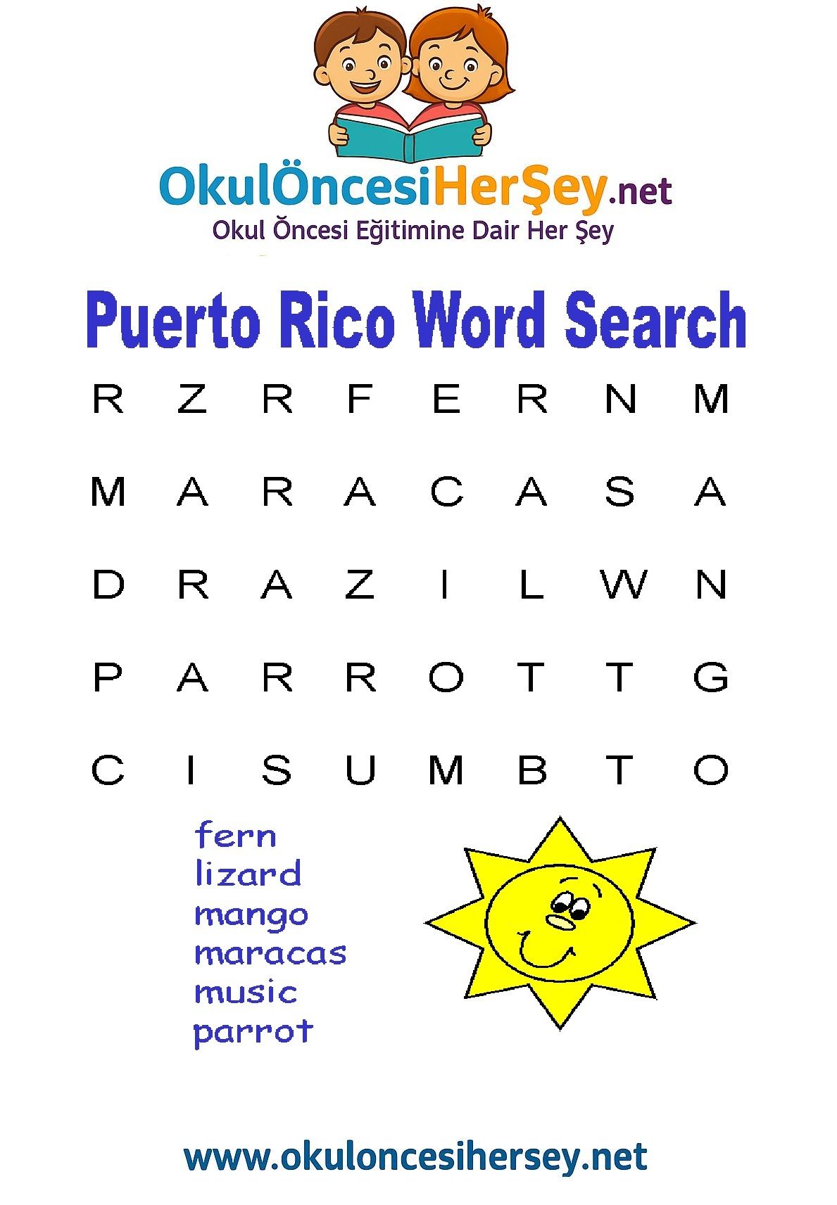 Çocuklar İçin   Kelime Arama  