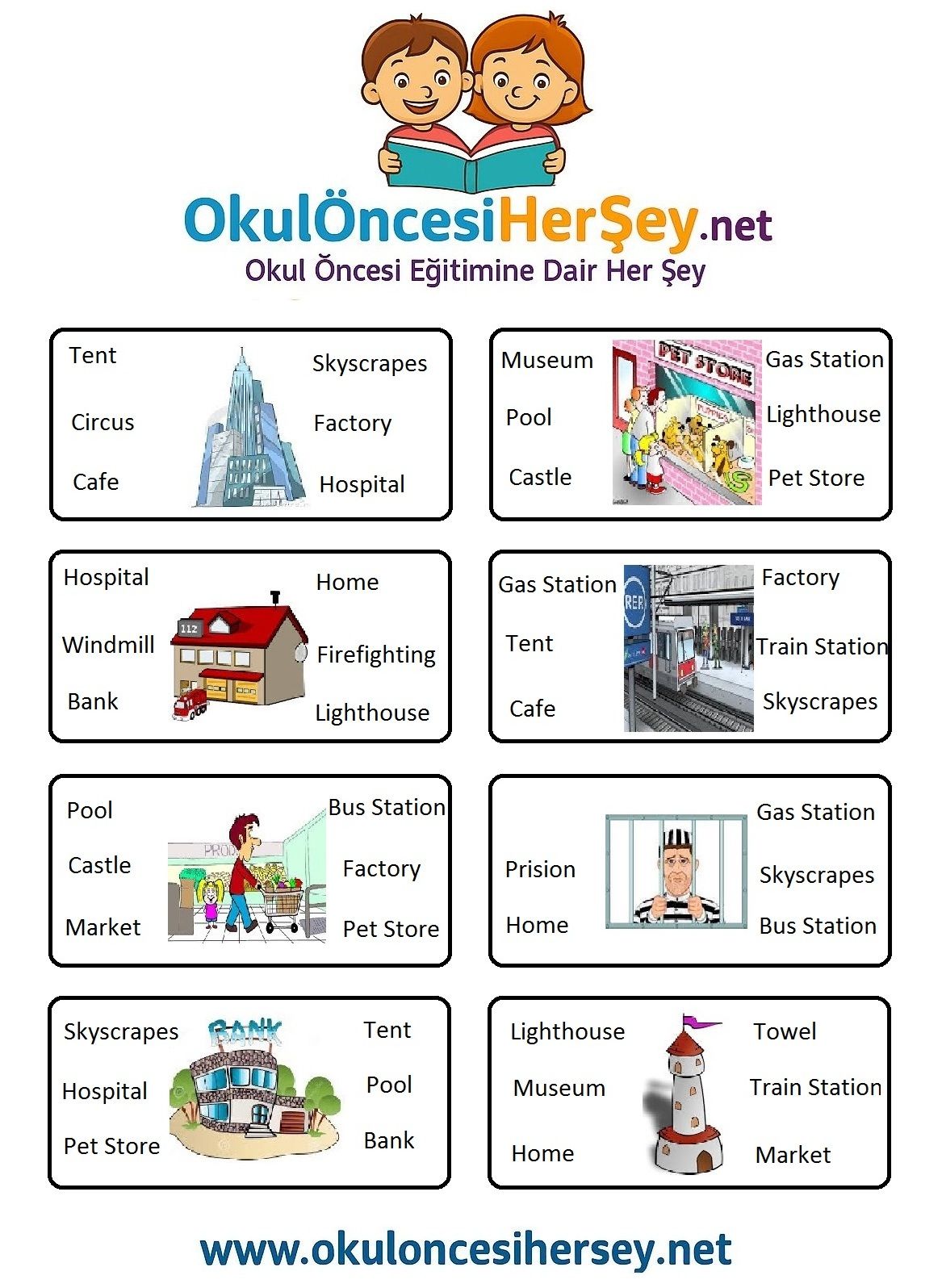 Çocuklar İçin   Doğru Kelimeyi Bul Çalışmaları  